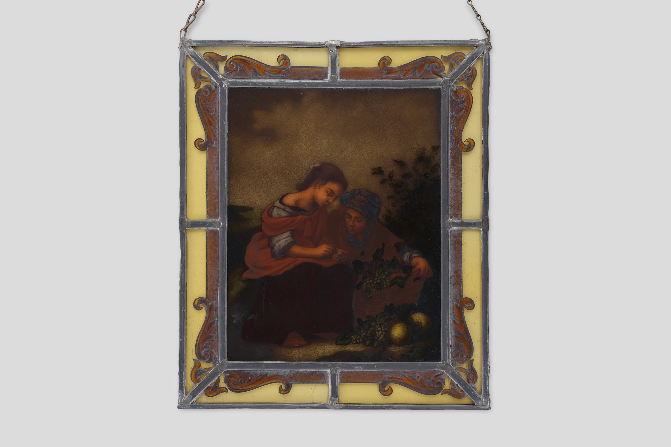 Signed Stained glass window based on artwork of Bartolomé Esteban Murillo For Sale 1