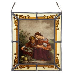 Signed Stained glass window based on artwork of Bartolomé Esteban Murillo