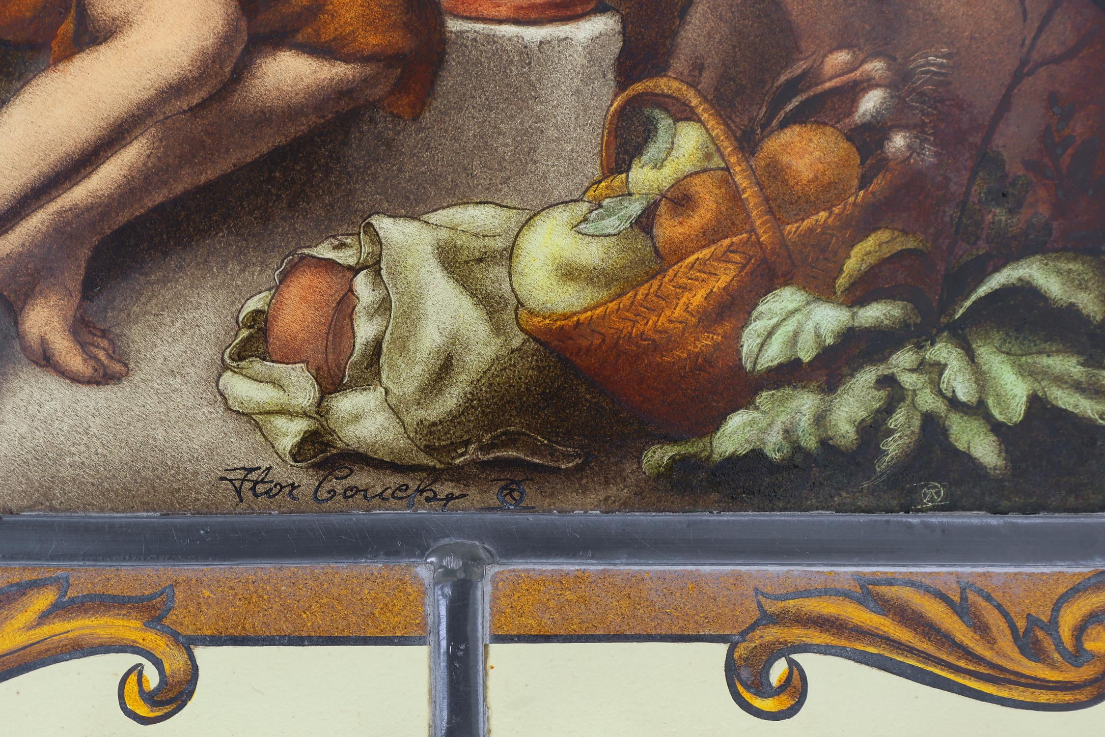 Signed Stained glass window based on the artwork of Bartolomé Esteban Murillo For Sale 2