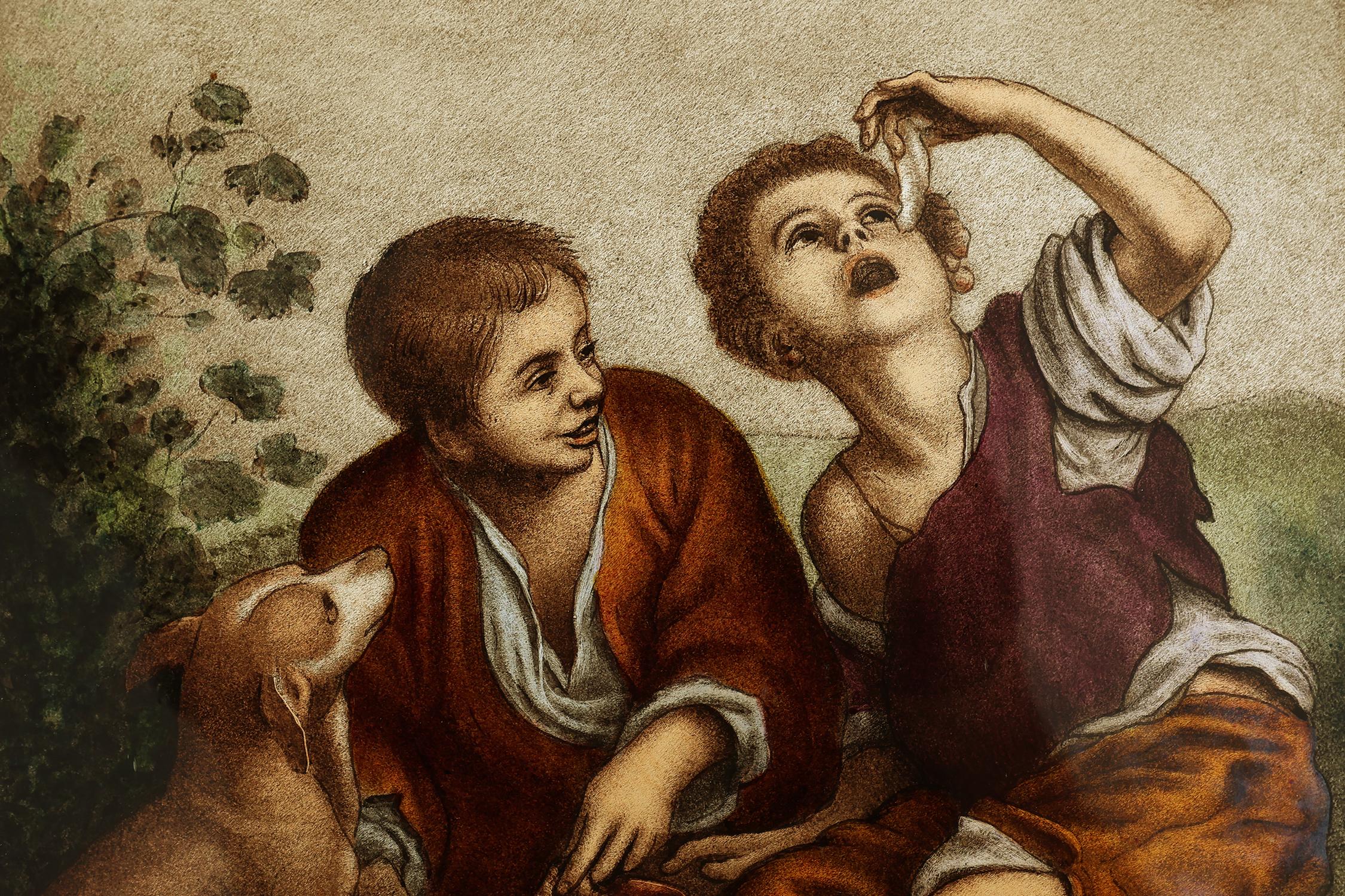 Baroque Signed Stained glass window based on the artwork of Bartolomé Esteban Murillo For Sale