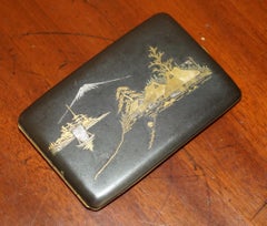 SIGNED & STAMPED ANTIQUE 24CT GOLD INLAID JAPANESE KOMEI WORK CiGARETTE CASE