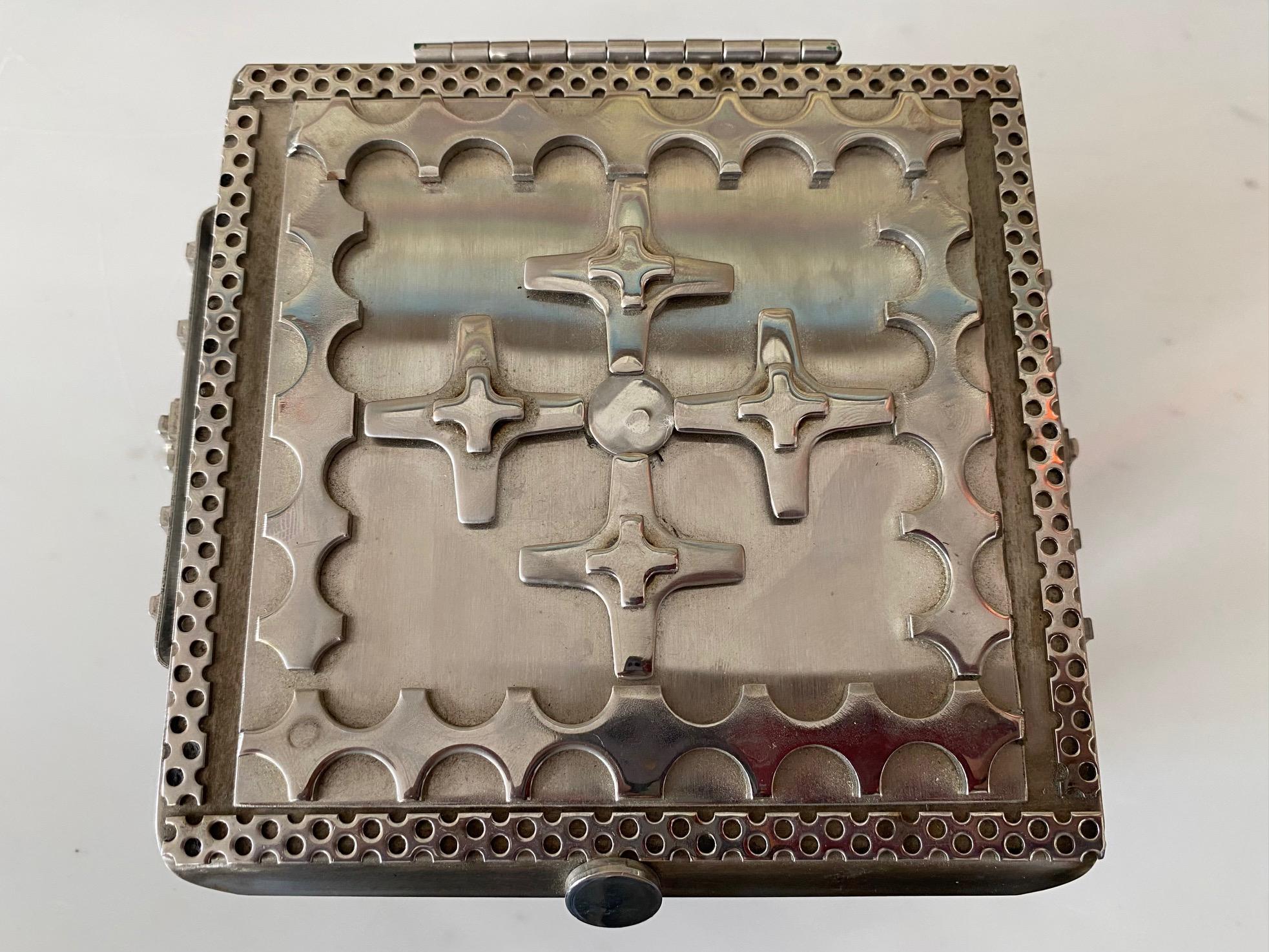 Industrial Signed Stanley Szwarc Stainless Steel Jewelry Box For Sale