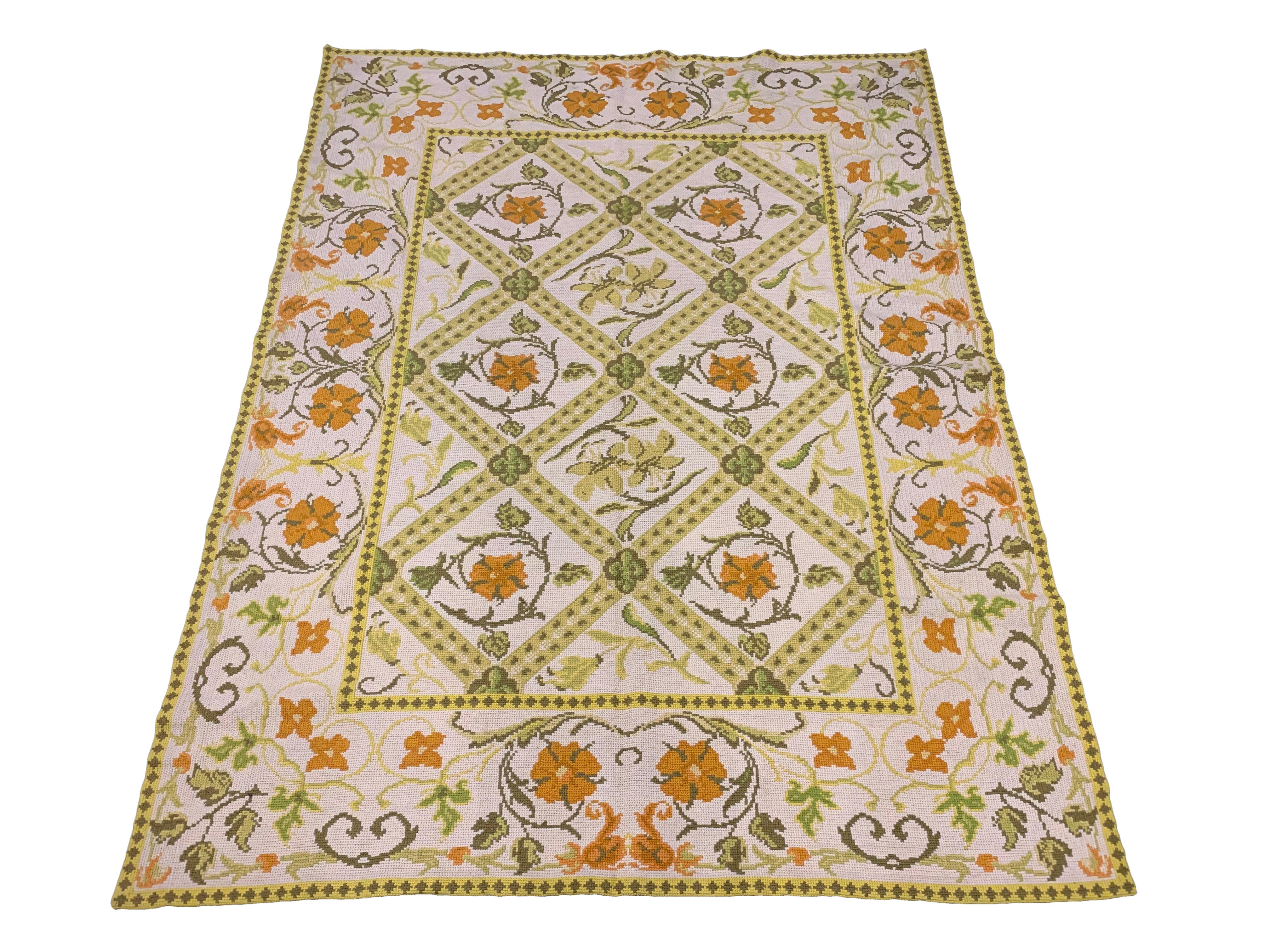 Hand-knotted wool pile on a cotton foundation.

Signed by weaver, circa 1990

Dimensions: 6'6