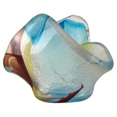 Bol ou vase en verre d'art à arlequin signé Stephen Skillitzi, 2013