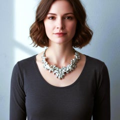 Collana girocollo firmata in argento Brutalist Modernist Freeform 81,65 grammi