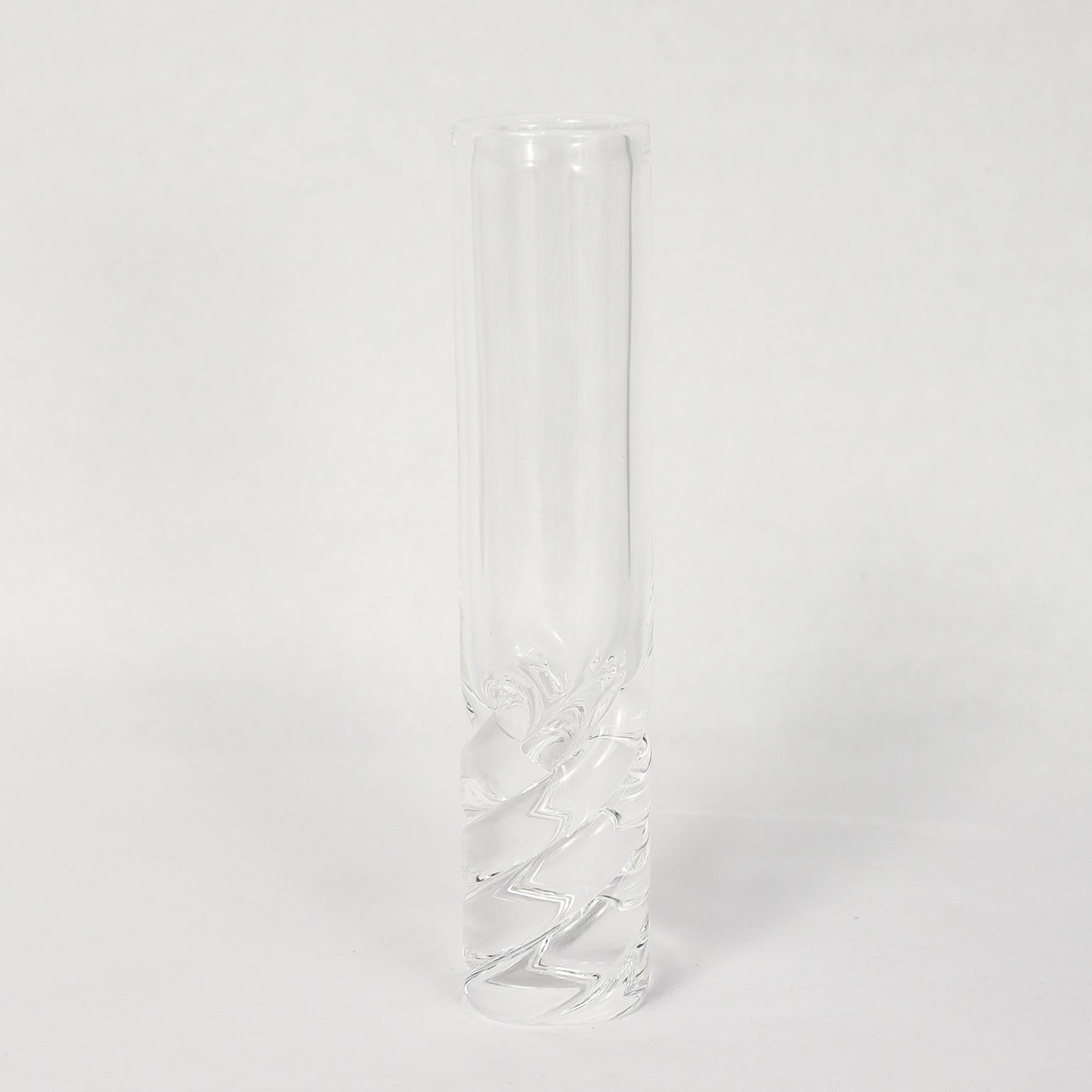 Modern Signed Steuben Art Glass Twist Bud Vase By David Dowler For Sale