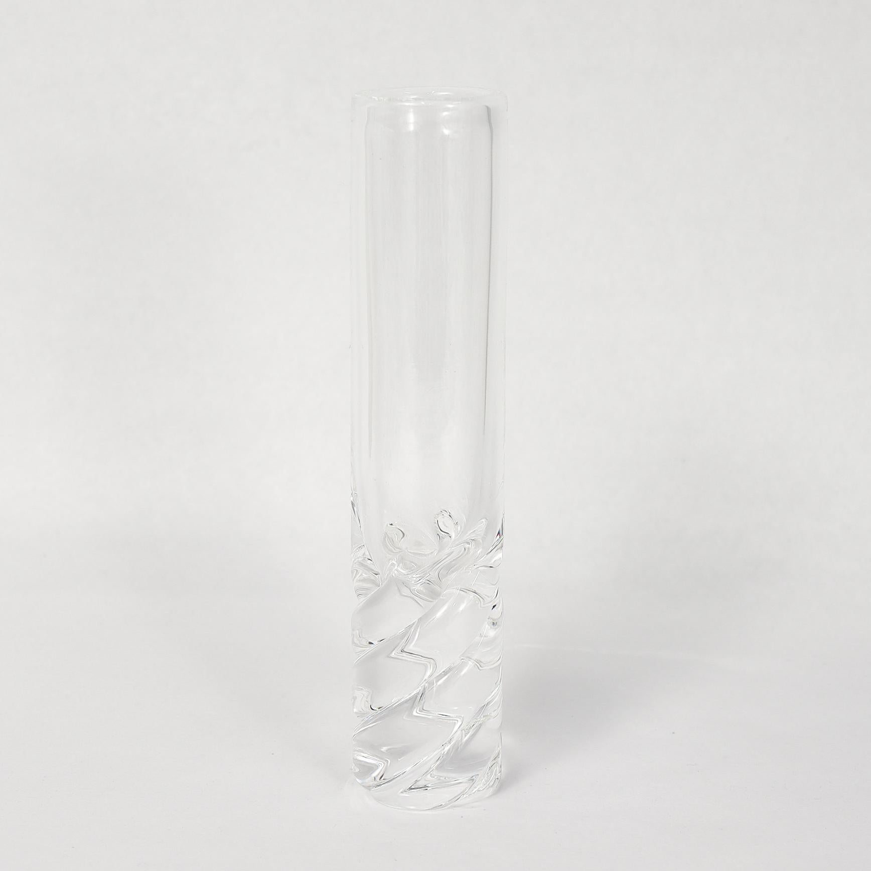 American Signed Steuben Art Glass Twist Bud Vase By David Dowler For Sale
