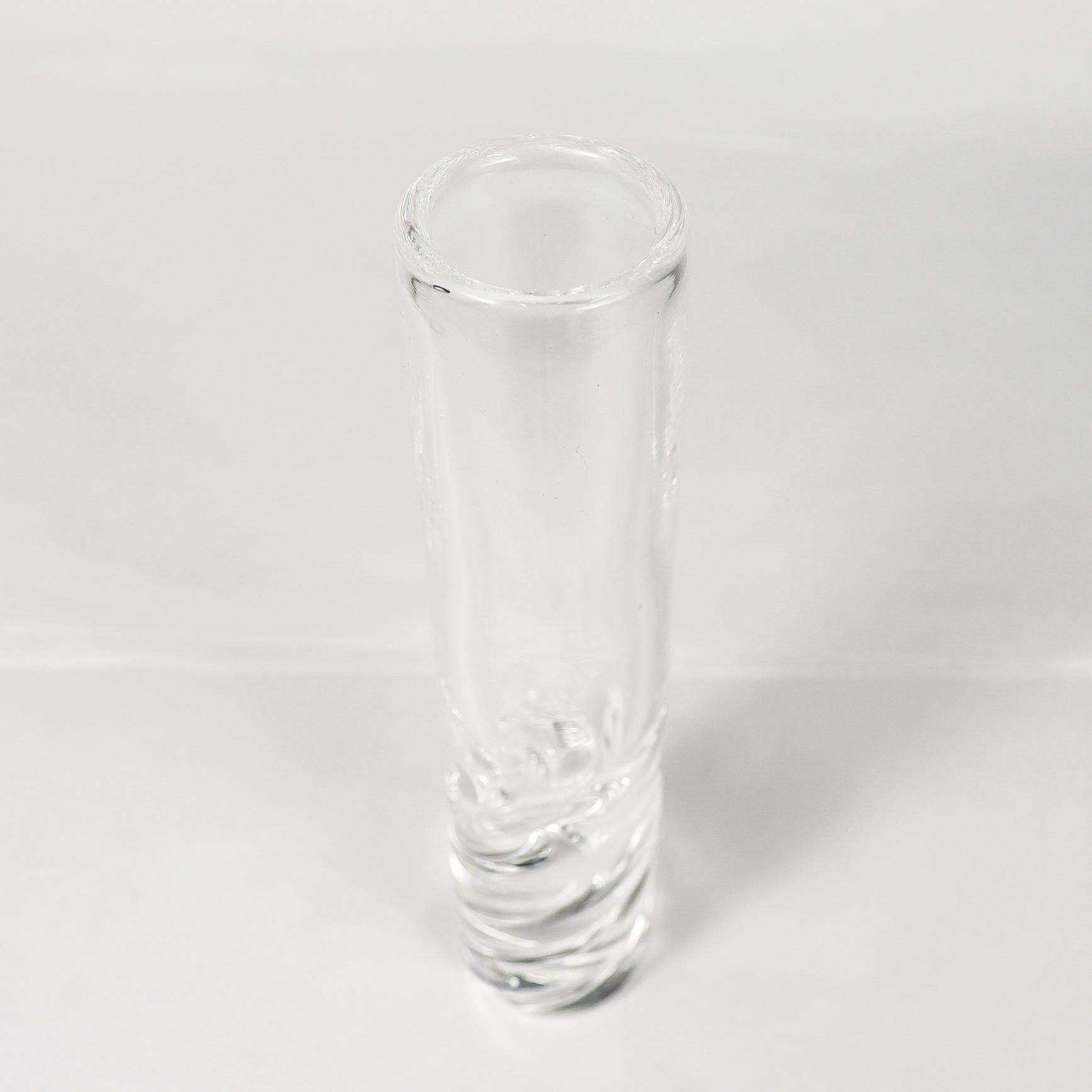20th Century Signed Steuben Art Glass Twist Bud Vase By David Dowler For Sale