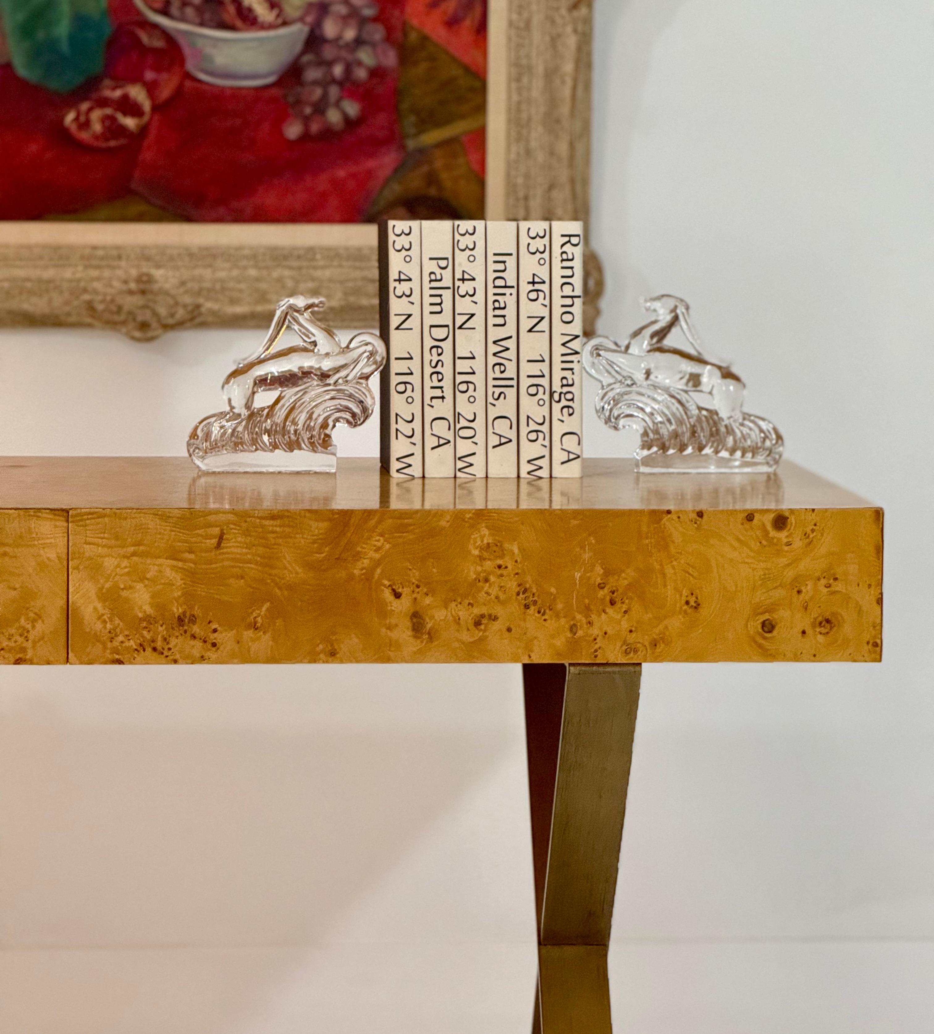 Signed Steuben Crystal Gazelle Bookends in Art Deco Style For Sale 4