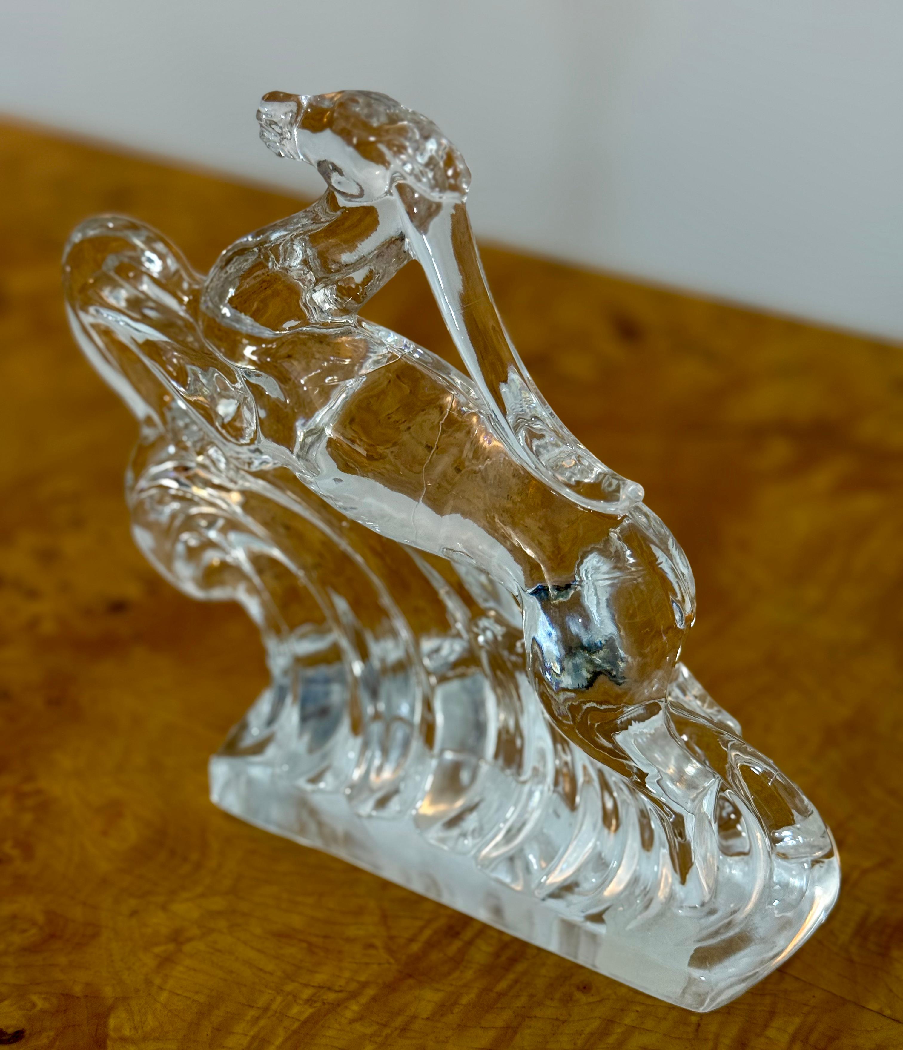 Signed Steuben Crystal Gazelle Bookends in Art Deco Style For Sale 1