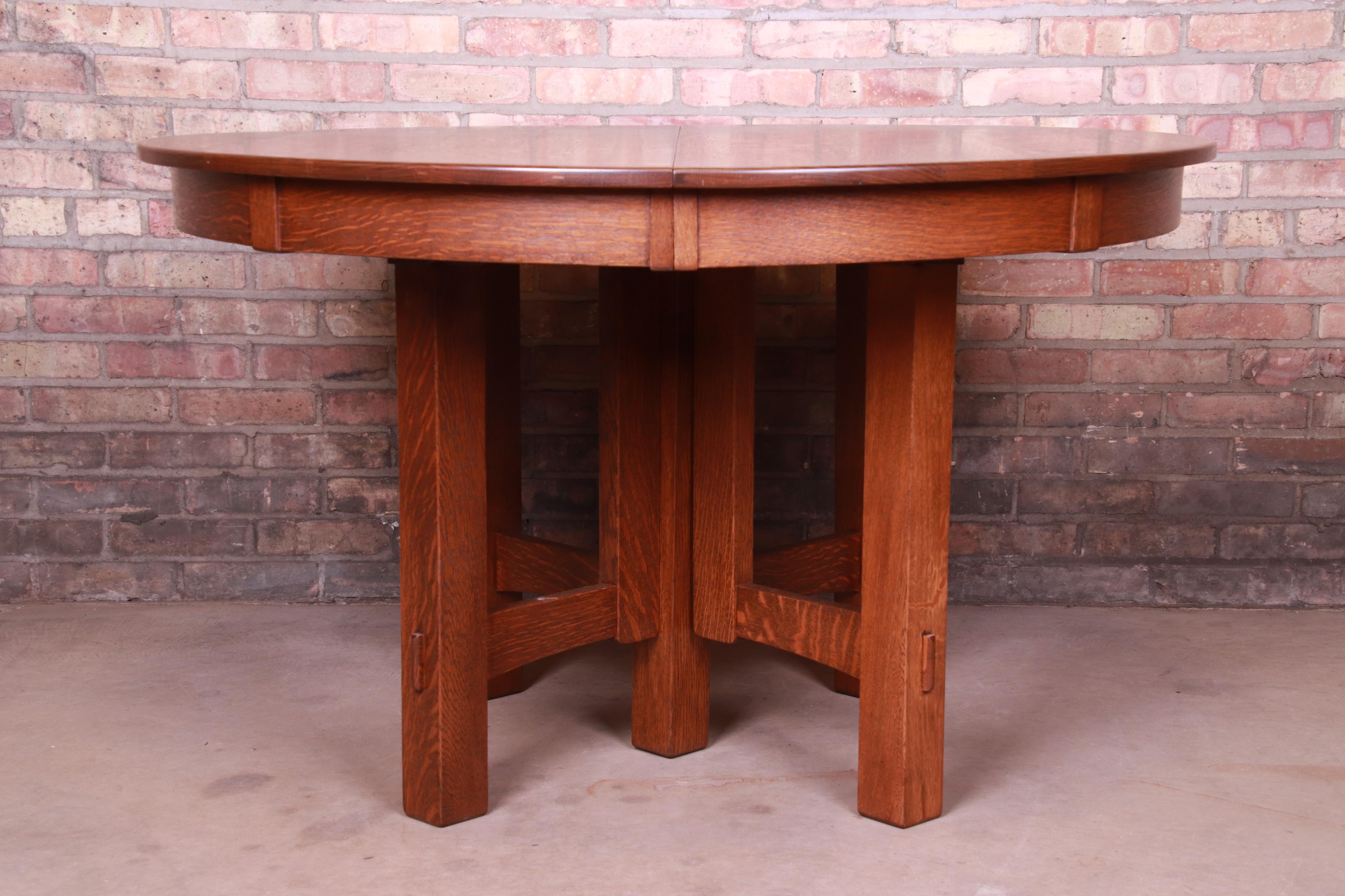 Signed Stickley Antique Mission Oak Arts & Crafts Dining Table, Newly Restored 4
