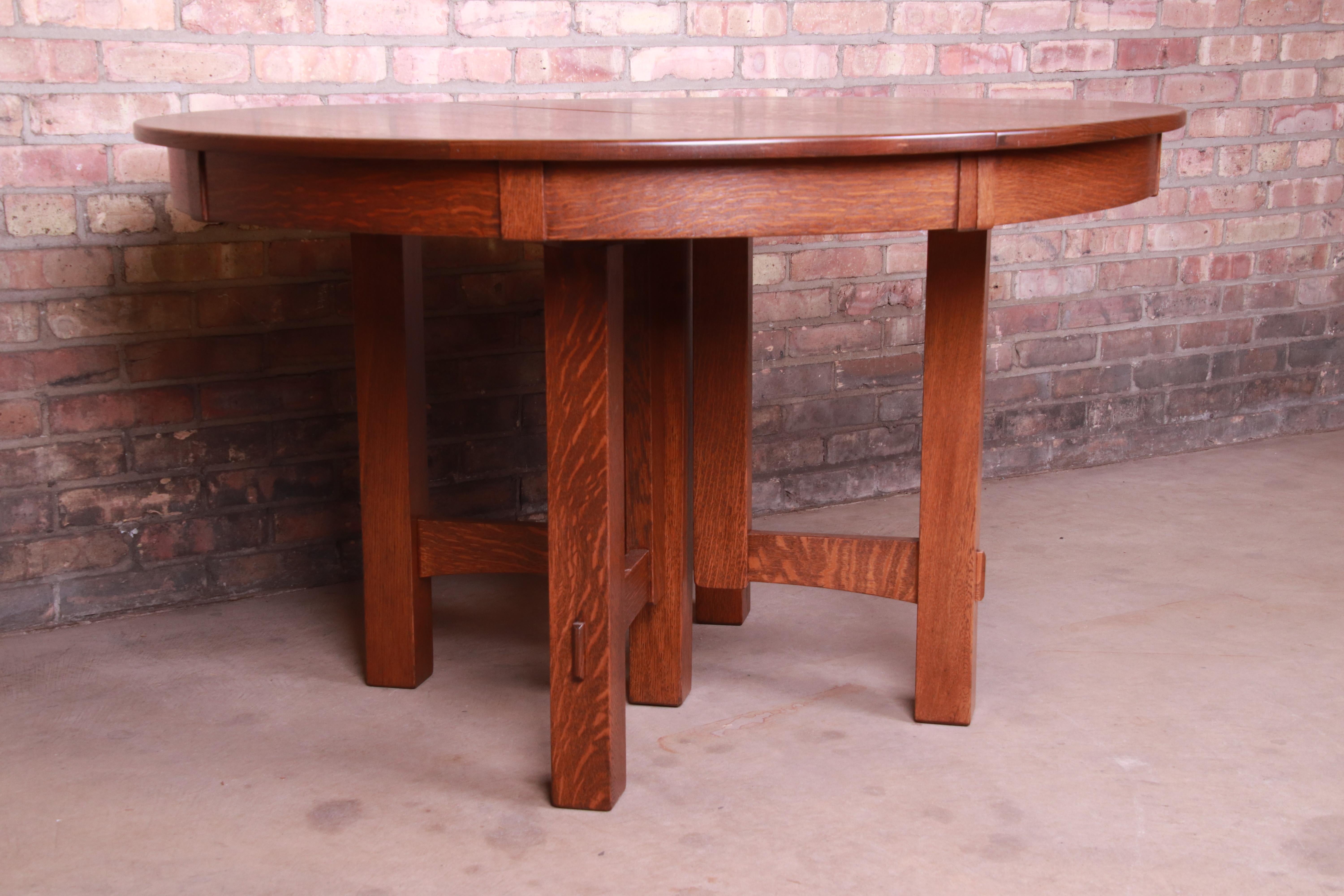 Signed Stickley Antique Mission Oak Arts & Crafts Dining Table, Newly Restored 7