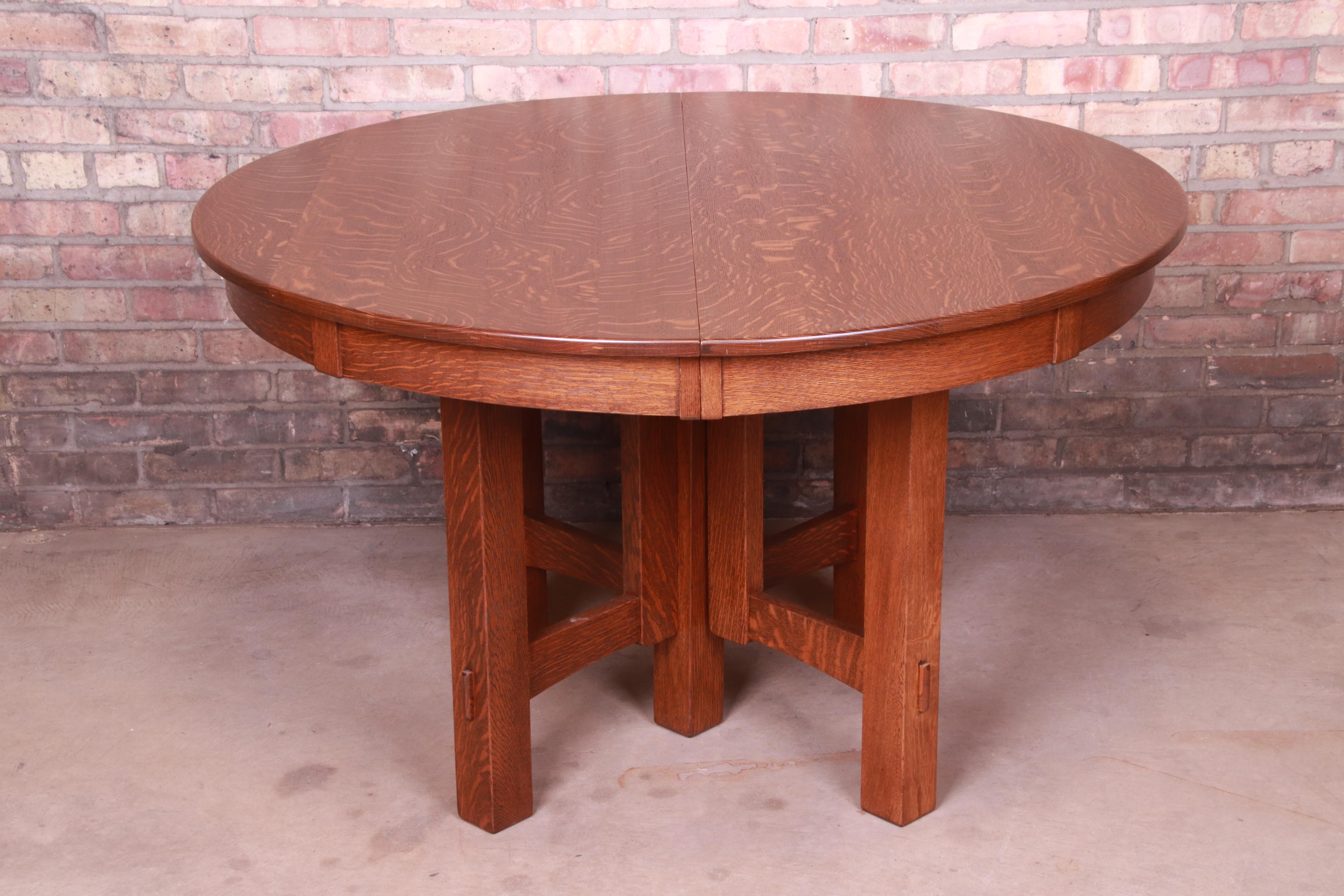 Signed Stickley Antique Mission Oak Arts & Crafts Dining Table, Newly Restored 3