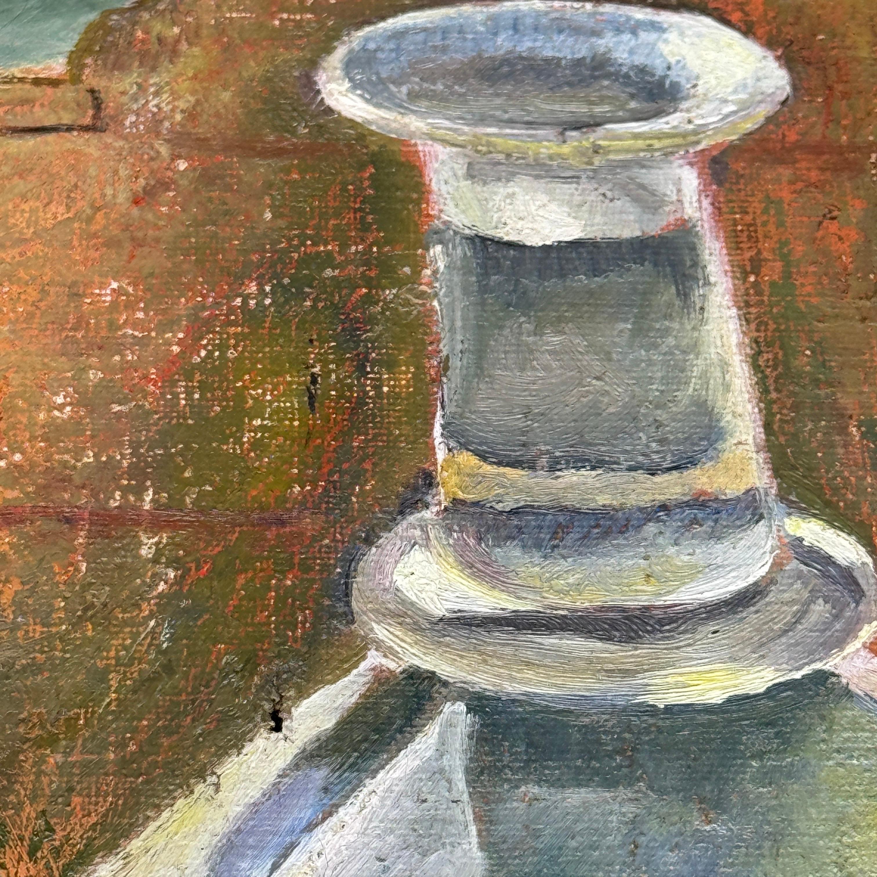 Signed Still-Life Oil on Canvas Painting Books Rose, Denmark For Sale 5