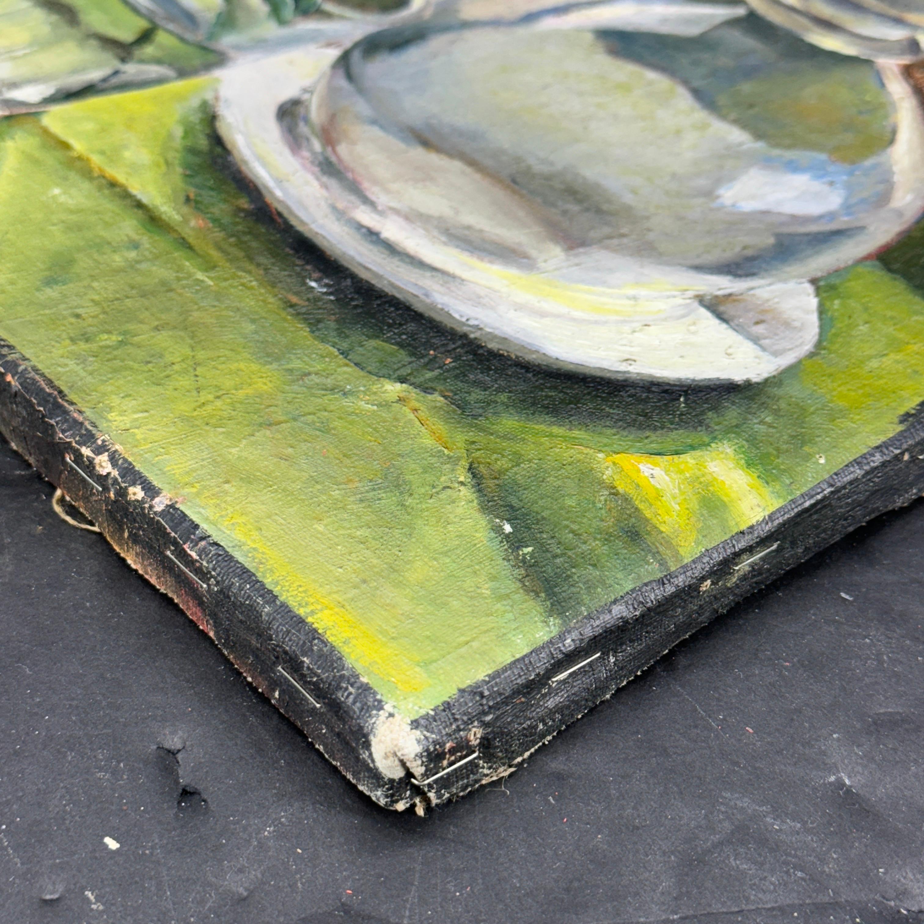 Signed Still-Life Oil on Canvas Painting Books Rose, Denmark For Sale 8