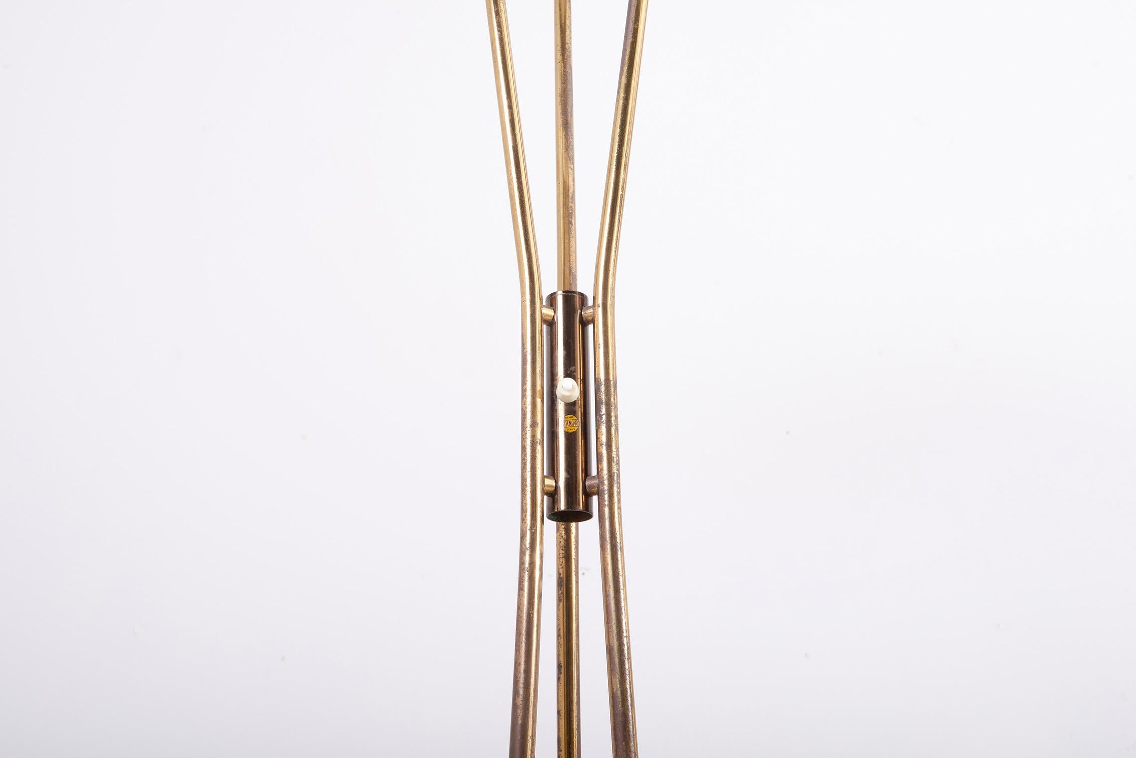 Signed Stilnovo Floor Lamp with Brass and Marble Base, Italy, 1950s For Sale 10
