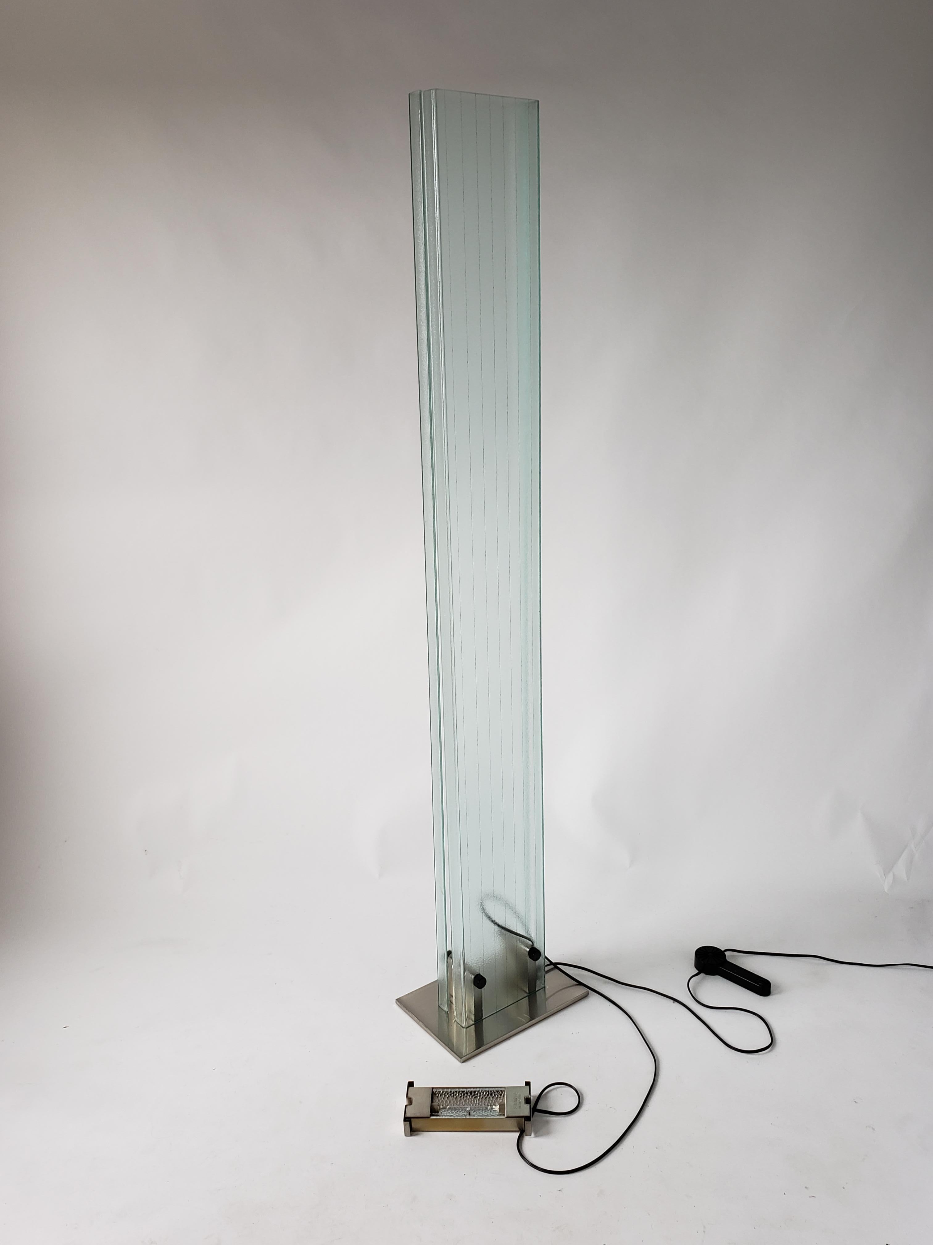 Signed Stilnovo Tall Halogen Glass Uplighter Floor Lamp, 1980, Italy For Sale 5