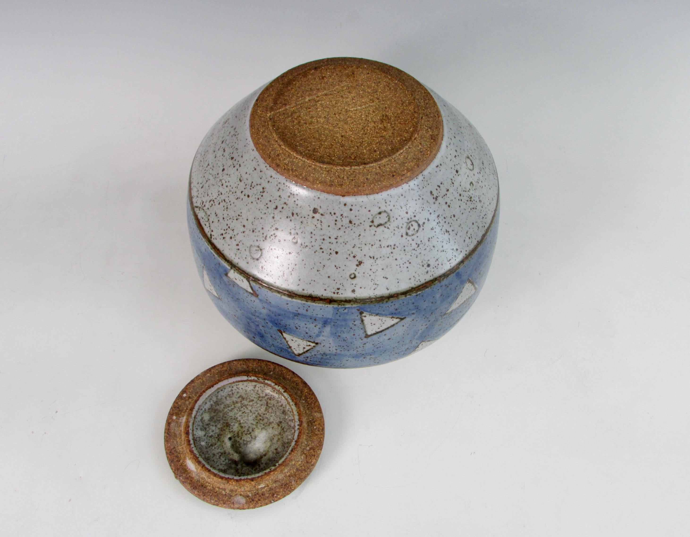 20th Century Signed Stoneware Lidded Vessel by Ken Thompson