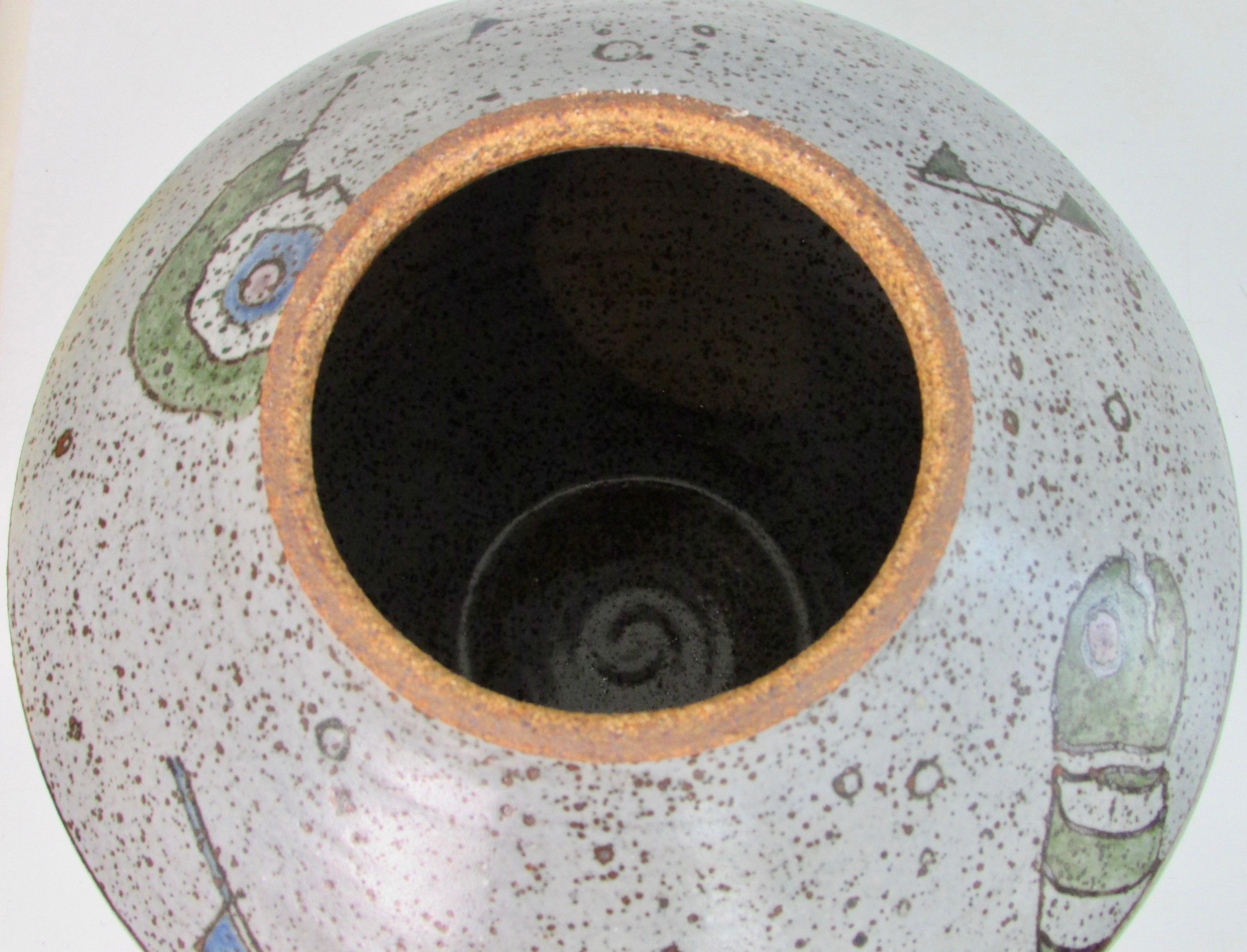 Signed Stoneware Lidded Vessel by Ken Thompson 2
