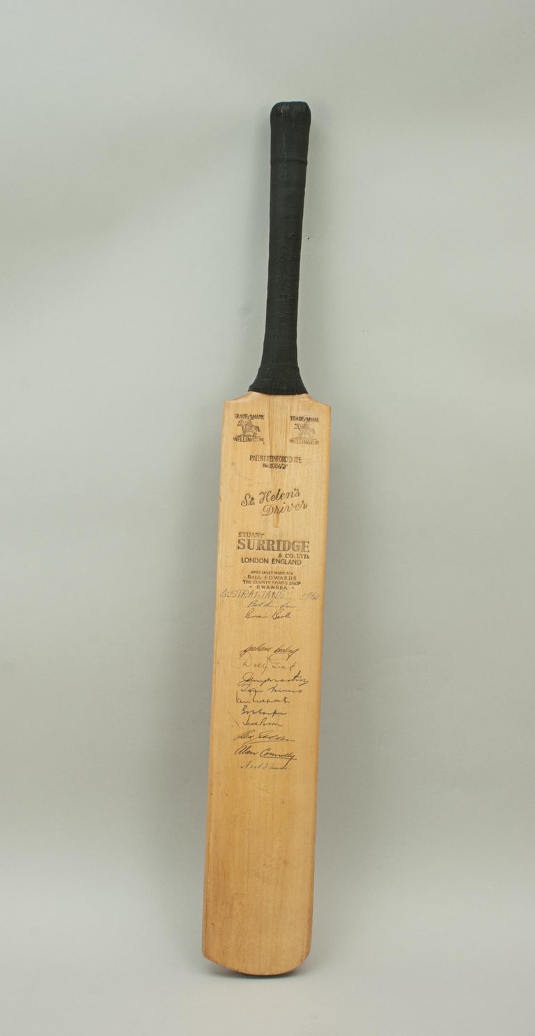 Signed Stuart Surridge Cricket Bat, Australia, Lancaster, Cambridge