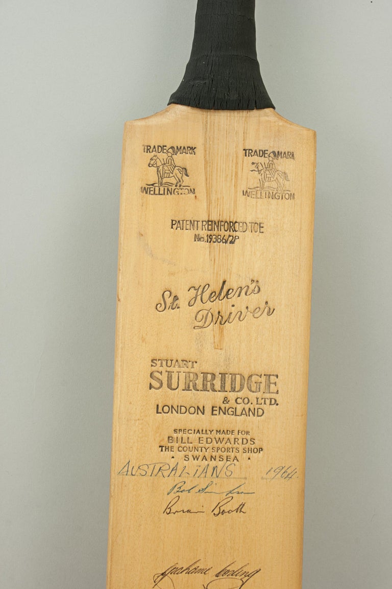 Signed Stuart Surridge Cricket Bat, Australia, Lancaster, Cambridge
