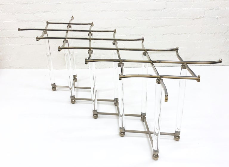 Modern Signed Studio Lucite and Nickel ‘Lattice’ Dining Table by Charles Hollis Jones For Sale
