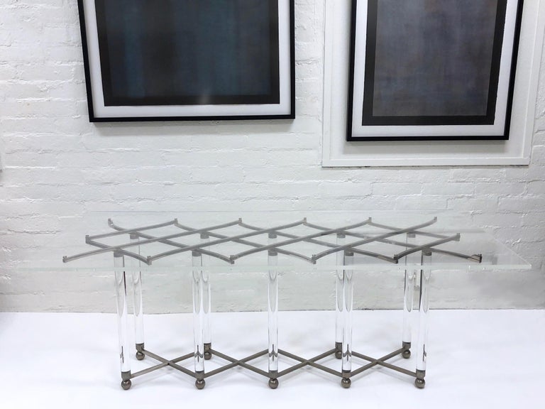 Signed Studio Lucite and Nickel ‘Lattice’ Dining Table by Charles Hollis Jones For Sale 1