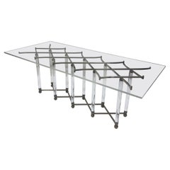Signed Studio Lucite and Nickel ‘Lattice’ Dining Table by Charles Hollis Jones