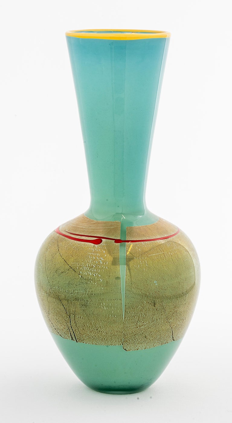 Signed Studio Paran Modernist Art Glass Vase For Sale at 1stDibs