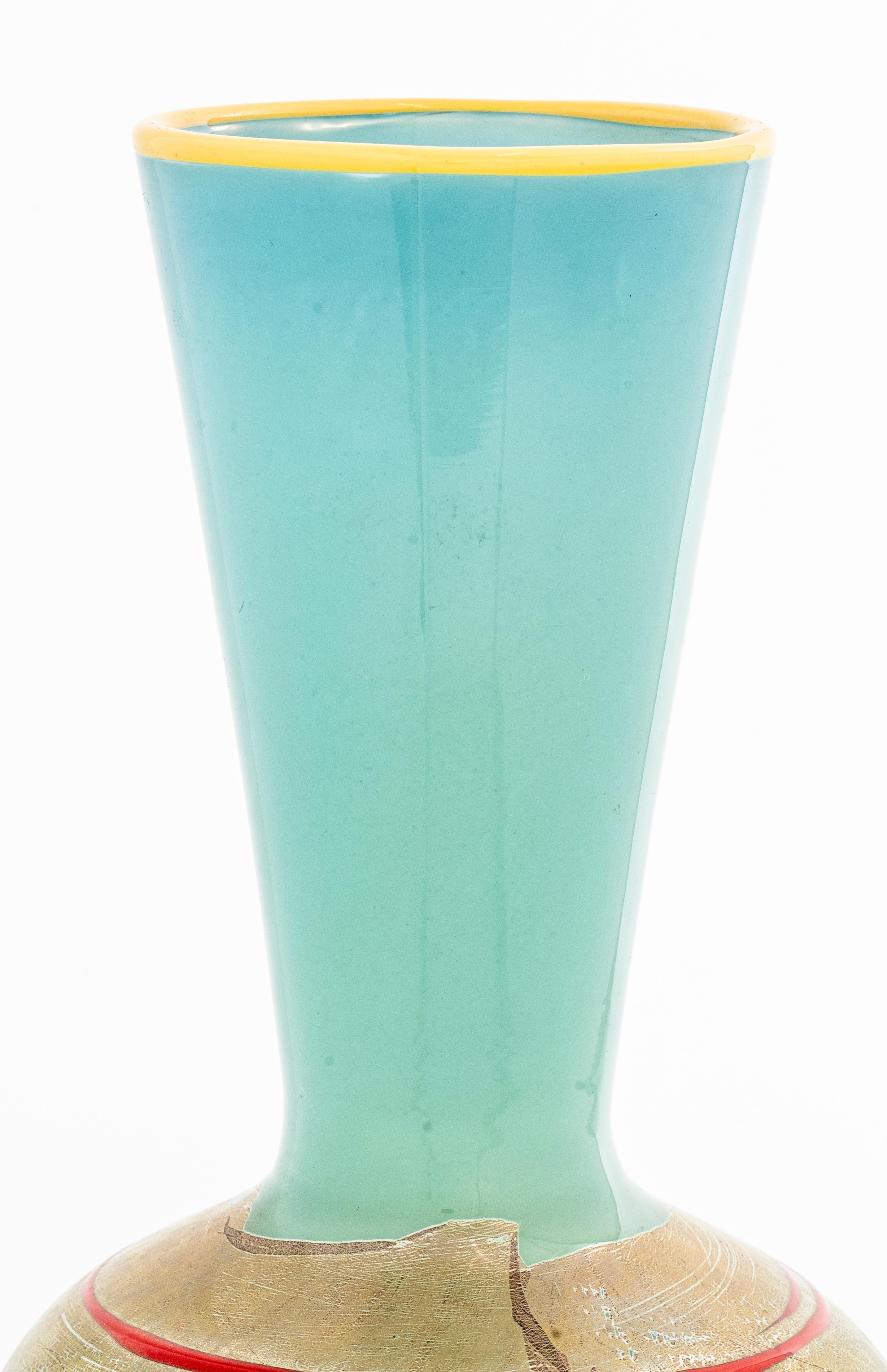 Contemporary Signed Studio Paran Modernist Art Glass Vase For Sale