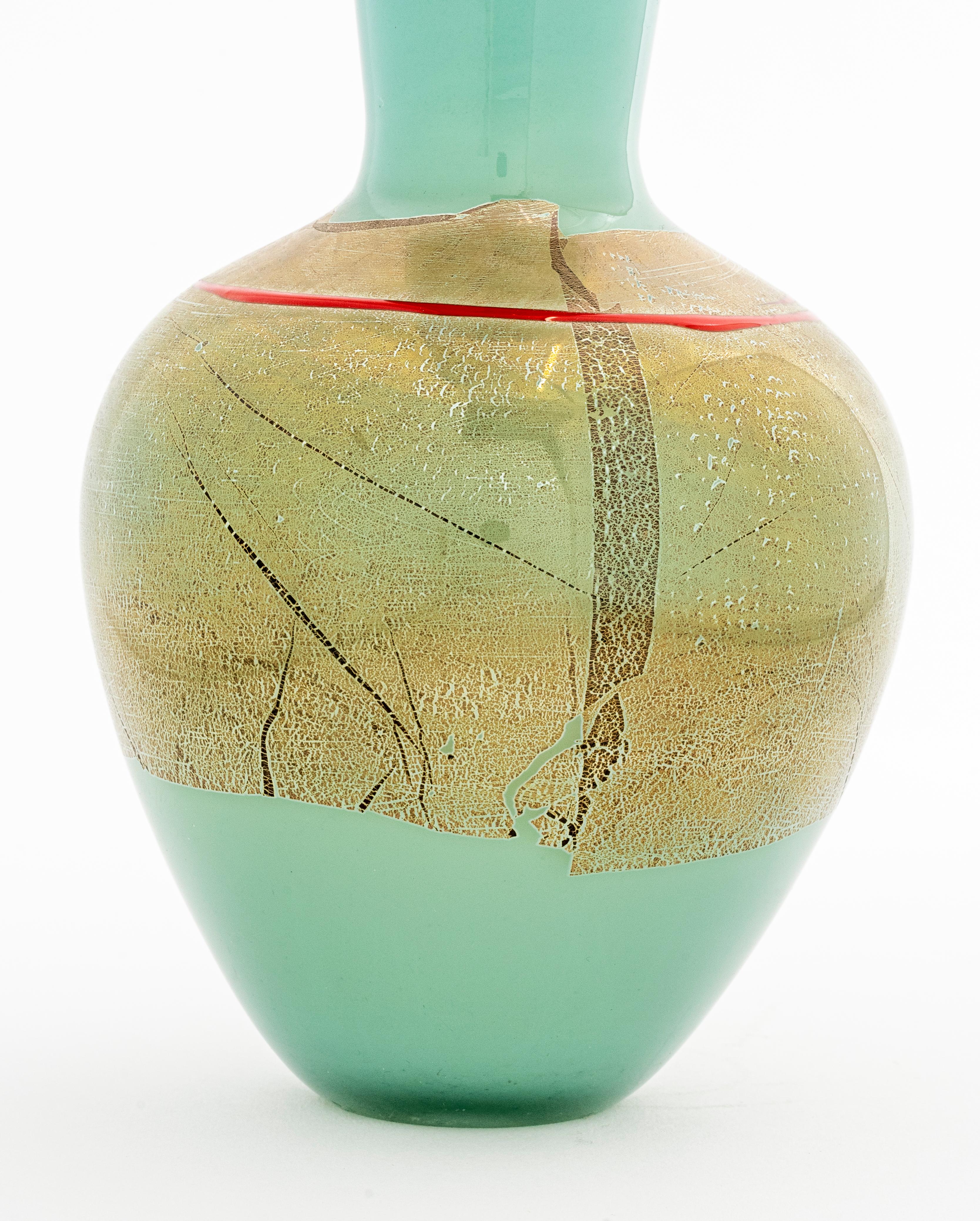 Signed Studio Paran Modernist Art Glass Vase For Sale 1