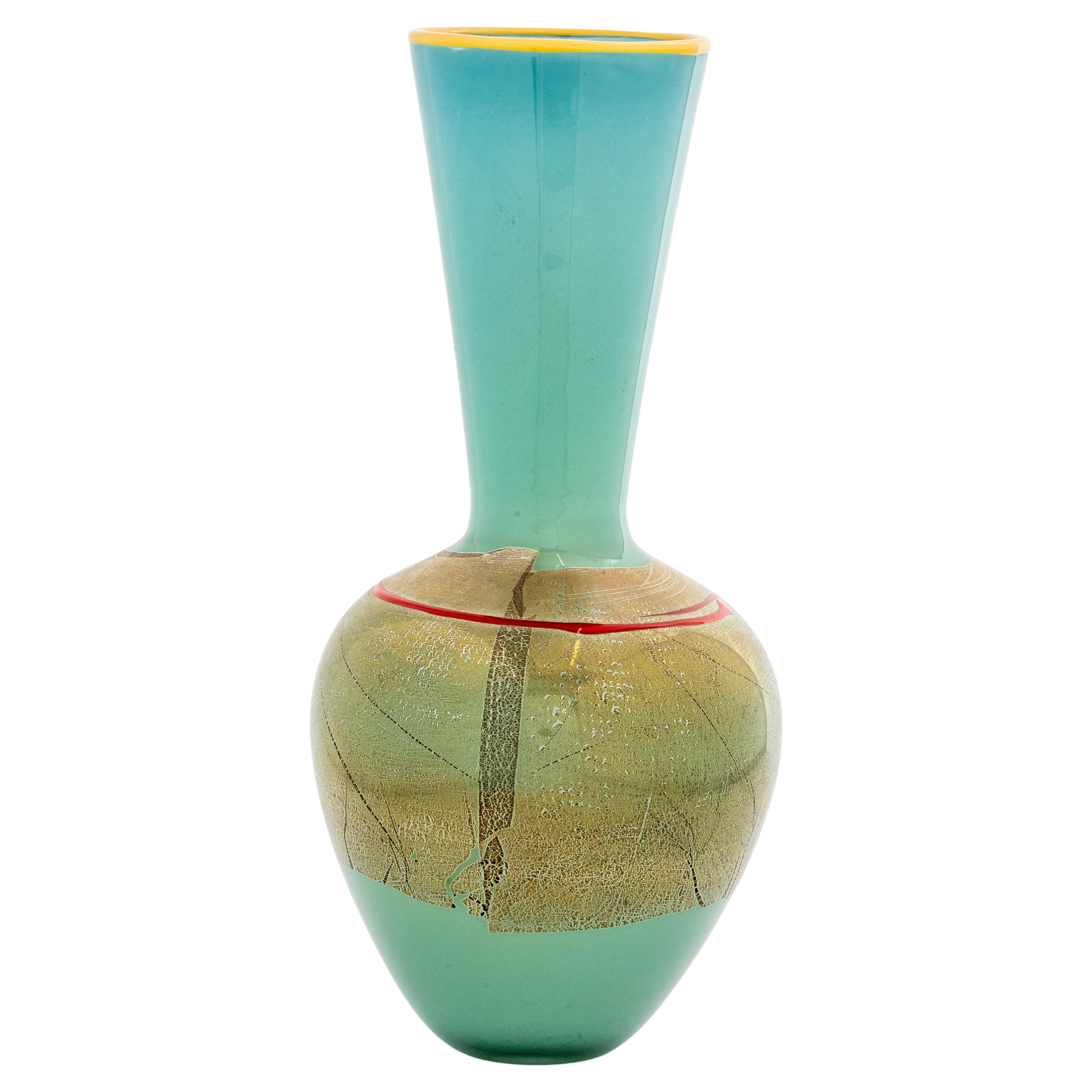 Signed Studio Paran Modernist Art Glass Vase For Sale