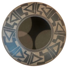 Signed Studio Pottery Bowl by George & Wanda, Hand-Incised Geometric Design