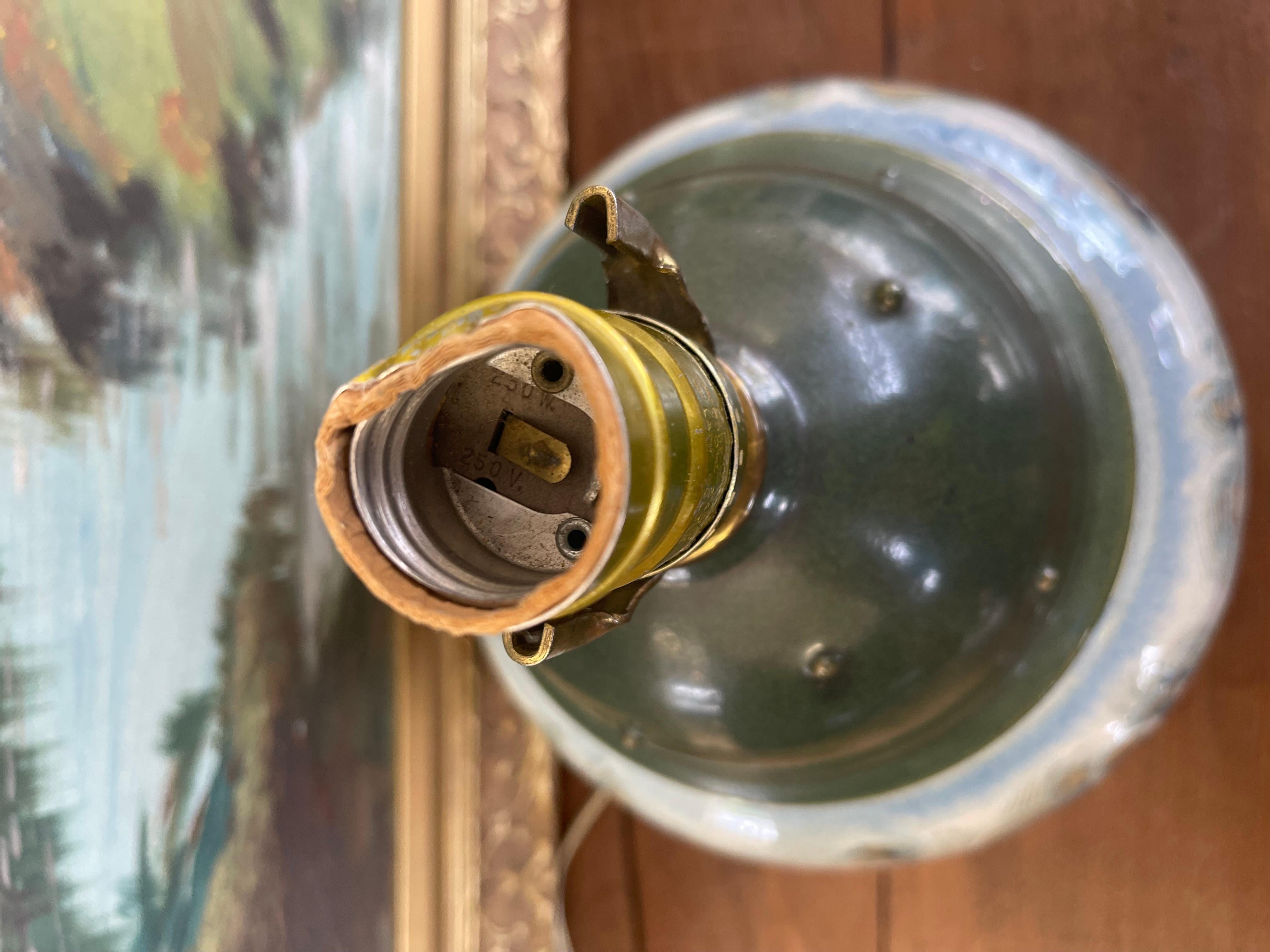 Signierte Studio Pottery Keramik Tischlampe mit kristalliner Glasur und Moosgrün im Angebot 1