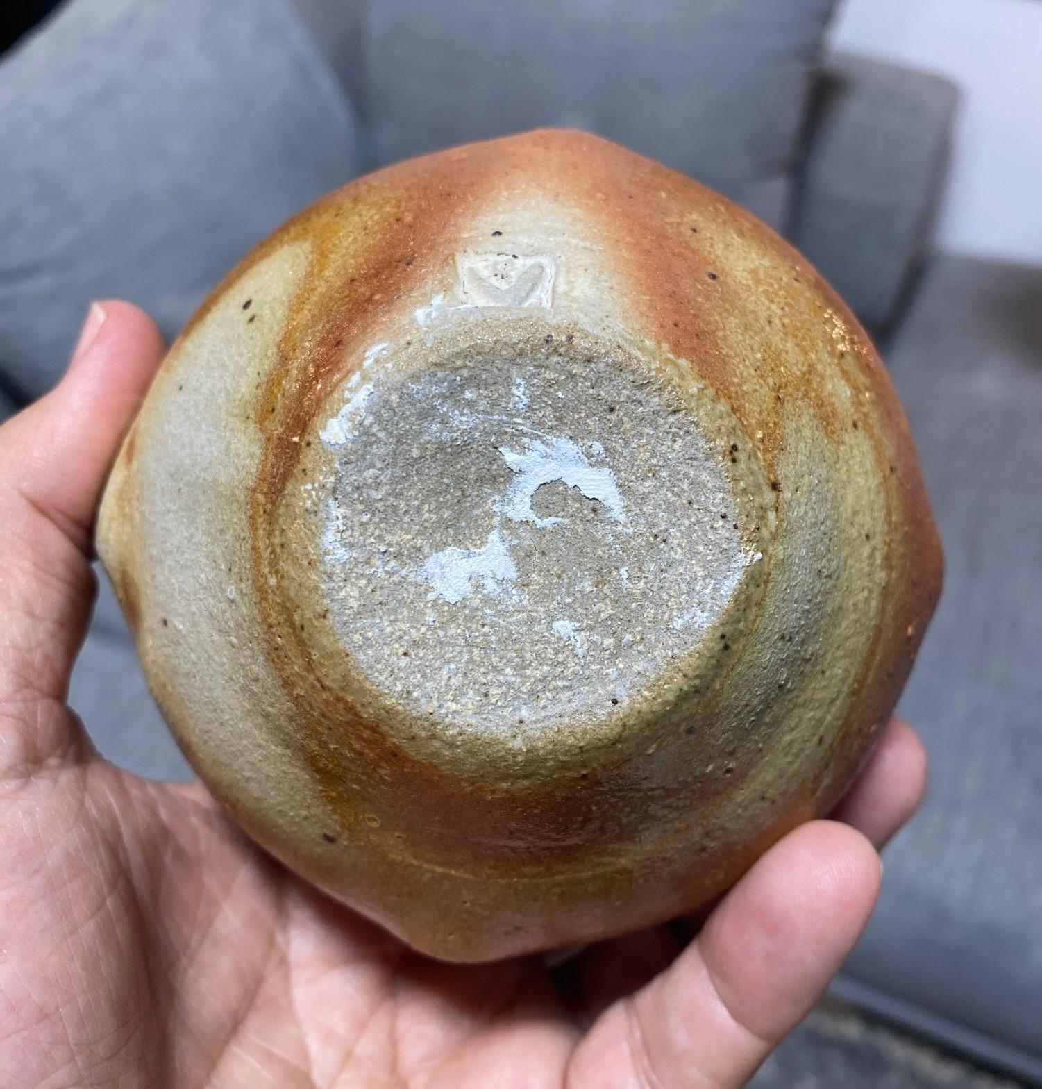 Signed Studio Pottery Glazed Wabi-Sabi Art Vase Maybe Japanese Asian Bizen Ware For Sale 14