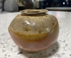 Signed Studio Pottery Glazed Wabi-Sabi Art Vase Maybe Japanese Asian Bizen Ware