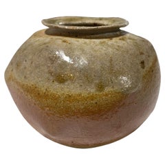 Signed Studio Pottery Glazed Wabi-Sabi Art Vase Maybe Japanese Asian Bizen Ware