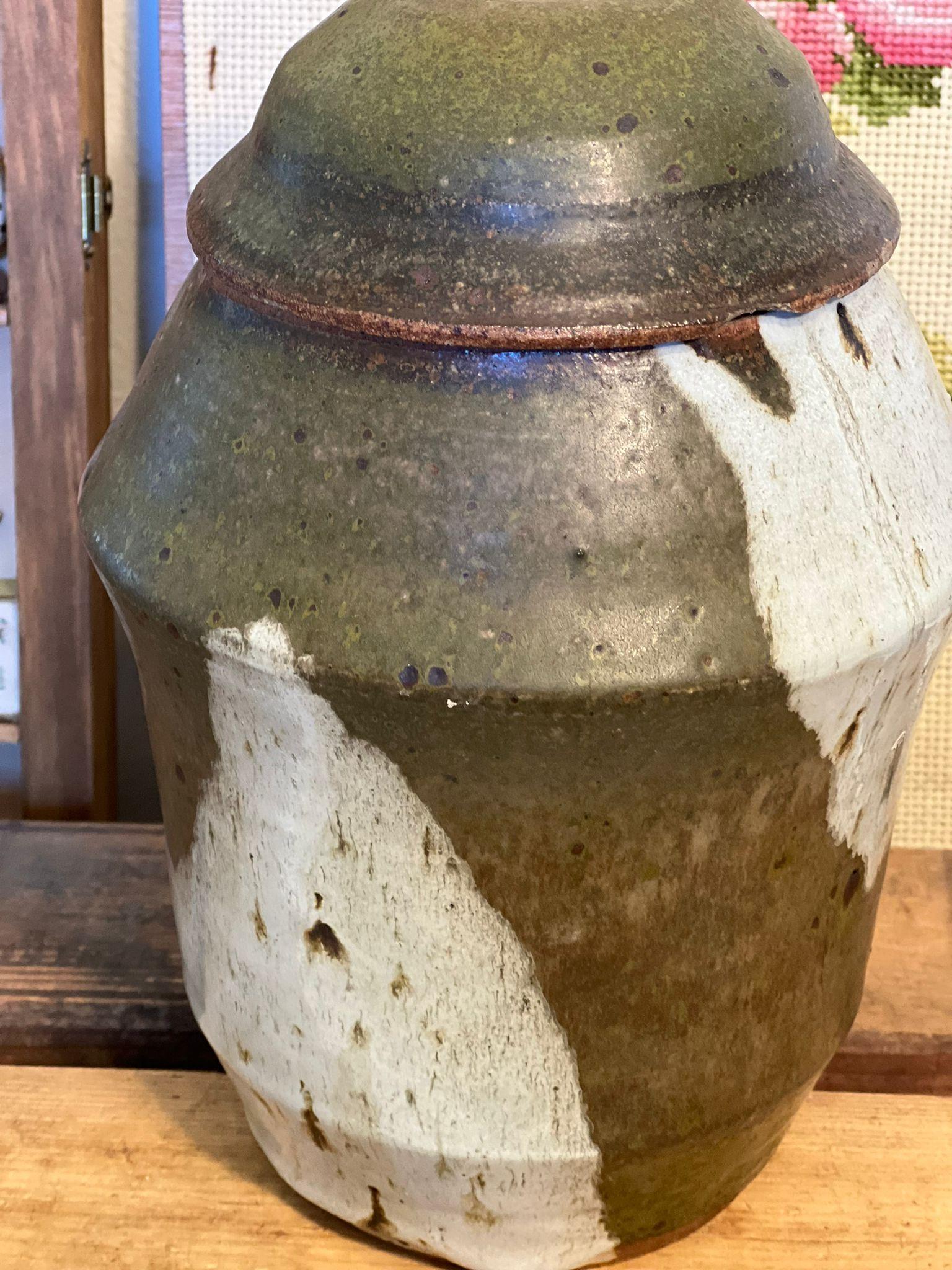 Signed Studio Pottery Large Vase with Lid Mid Century Modern-as is. For ...