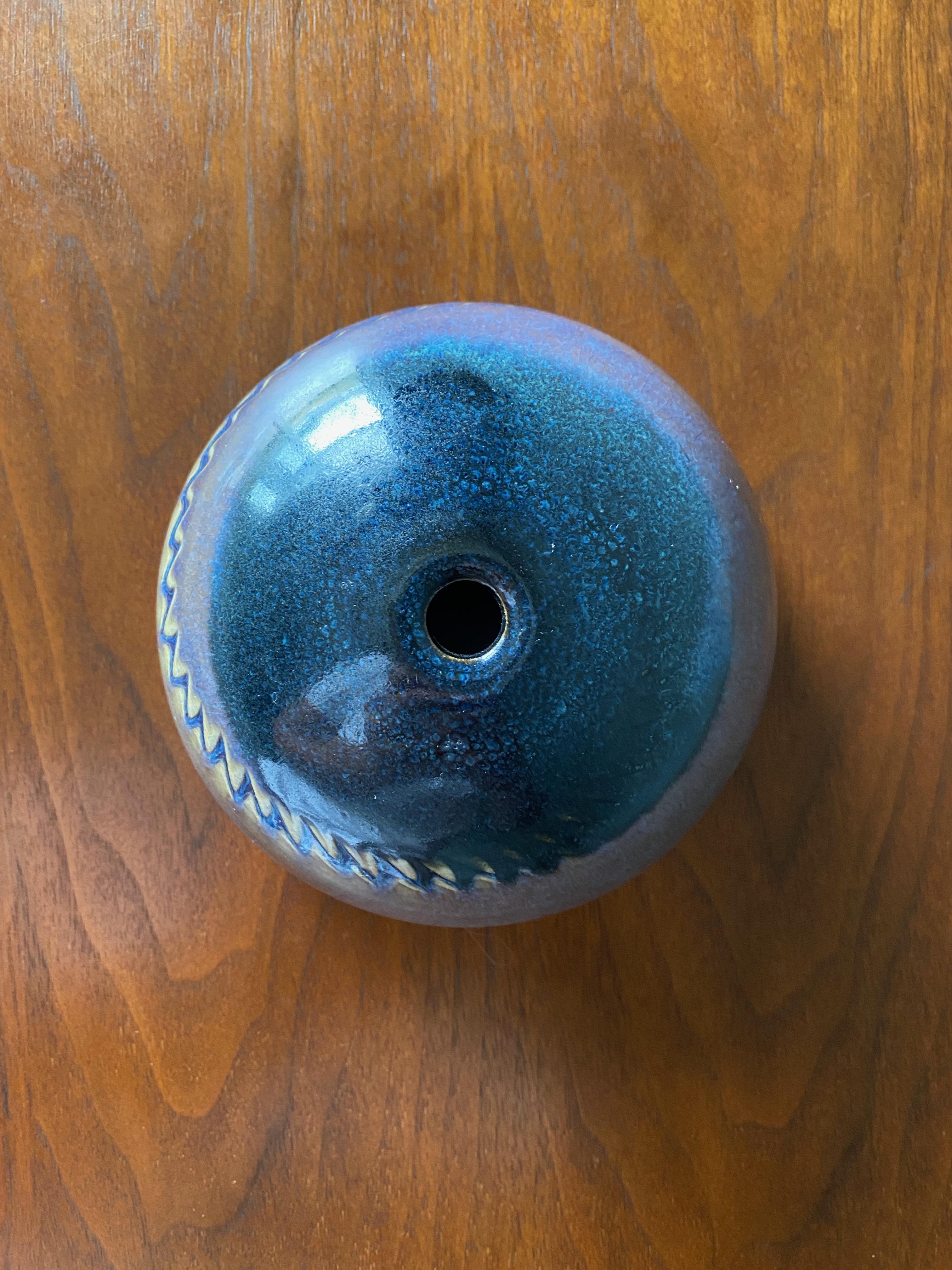 Spun Signed Studio Pottery Vase, circa 1975 For Sale
