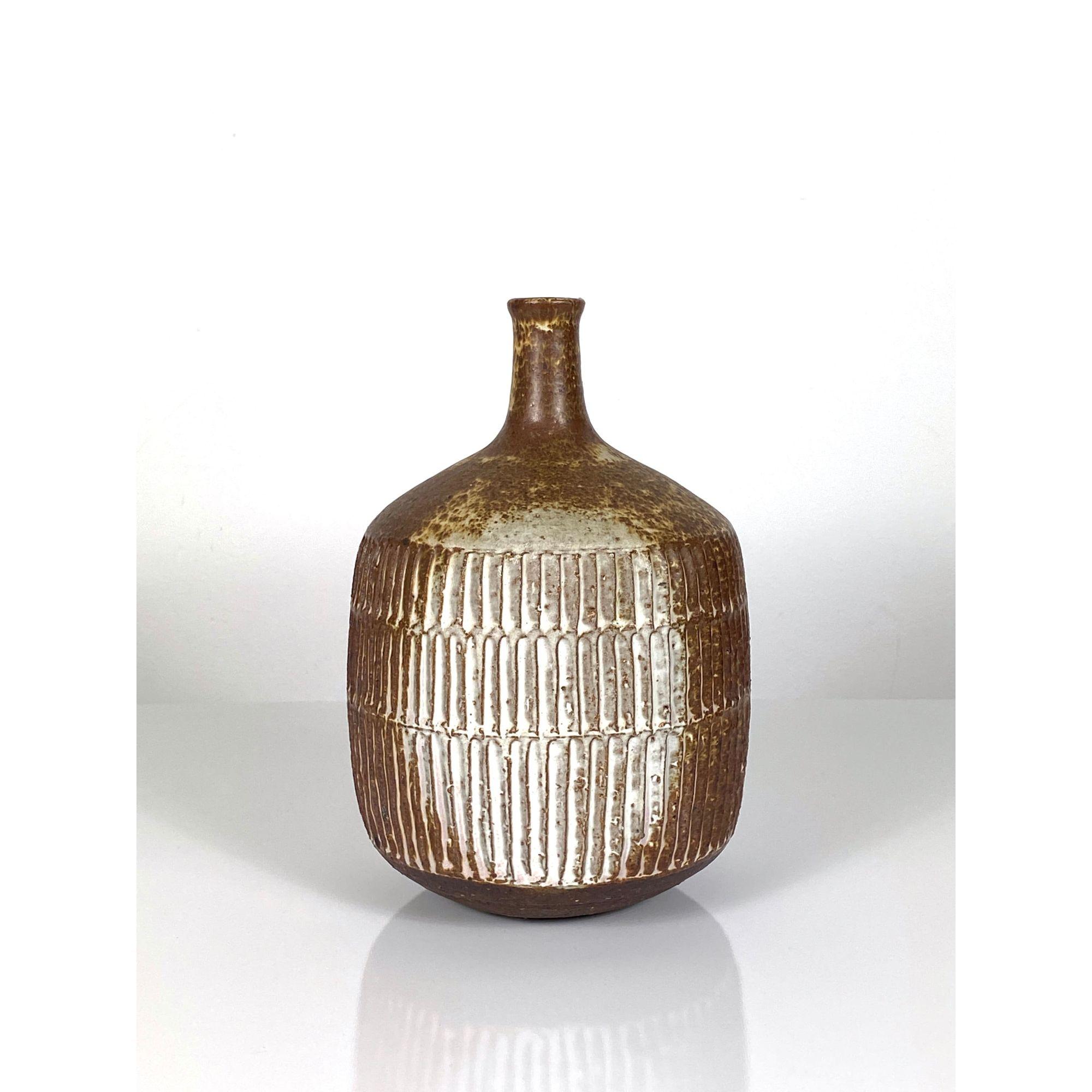 Glazed Signed Studio Pottery Vase in Stoneware by Paul Bellardo circa 1970s