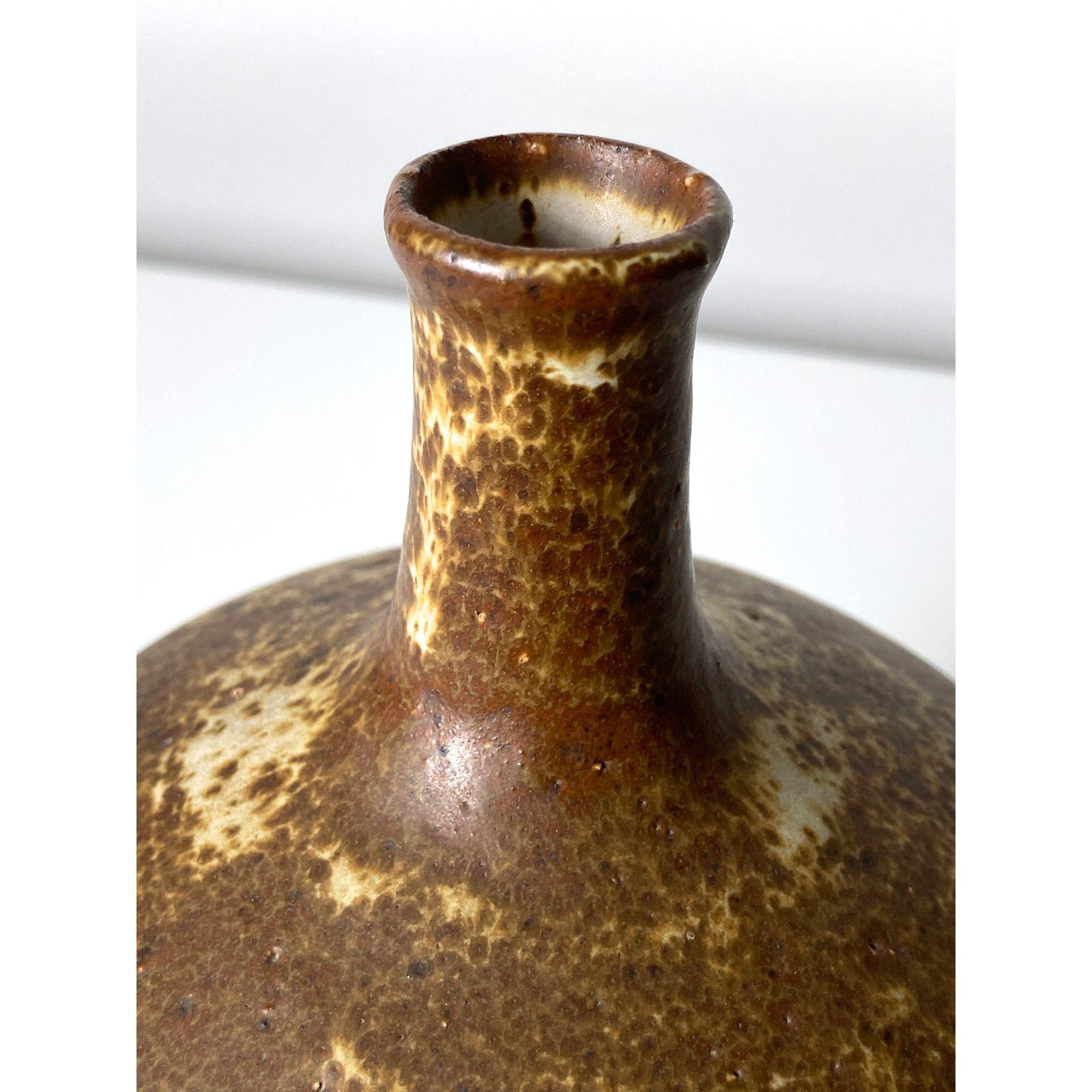 Signed Studio Pottery Vase in Stoneware by Paul Bellardo circa 1970s 3