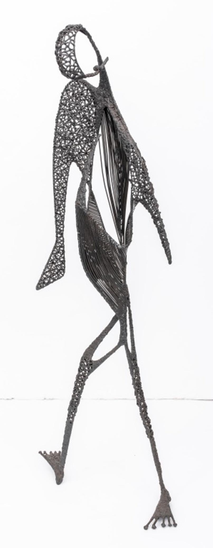Mid-Century Modern Signed Surrealist 'Human Figure' Metal Sculpture