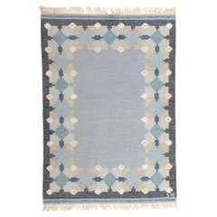Signiert Svenska Blå Hemslöjd Vintage Blue Swedish Rollakan, 05'06 x 07'10