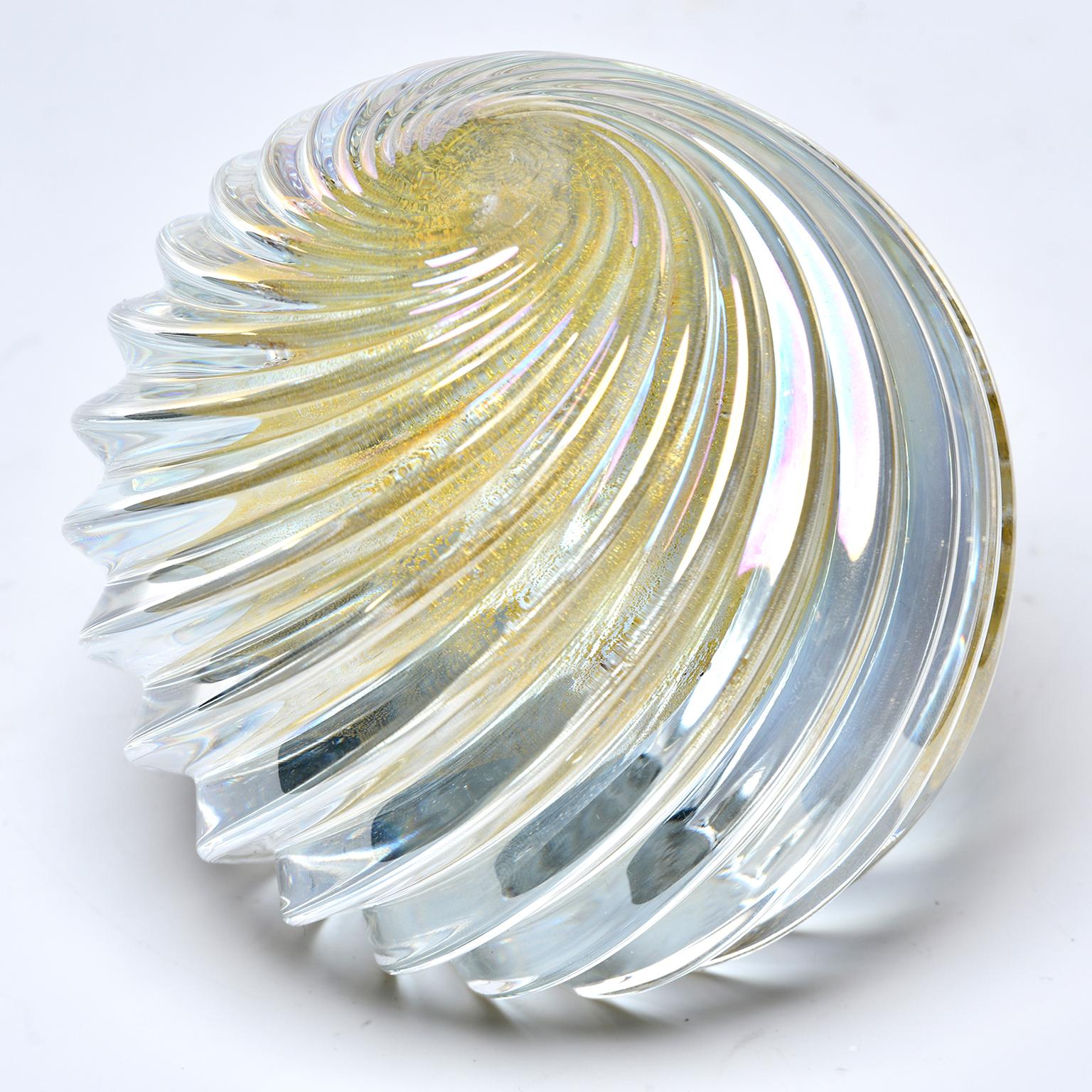 Mid-Century Modern Signed Swirled Seguso Murano Glass Paperweight