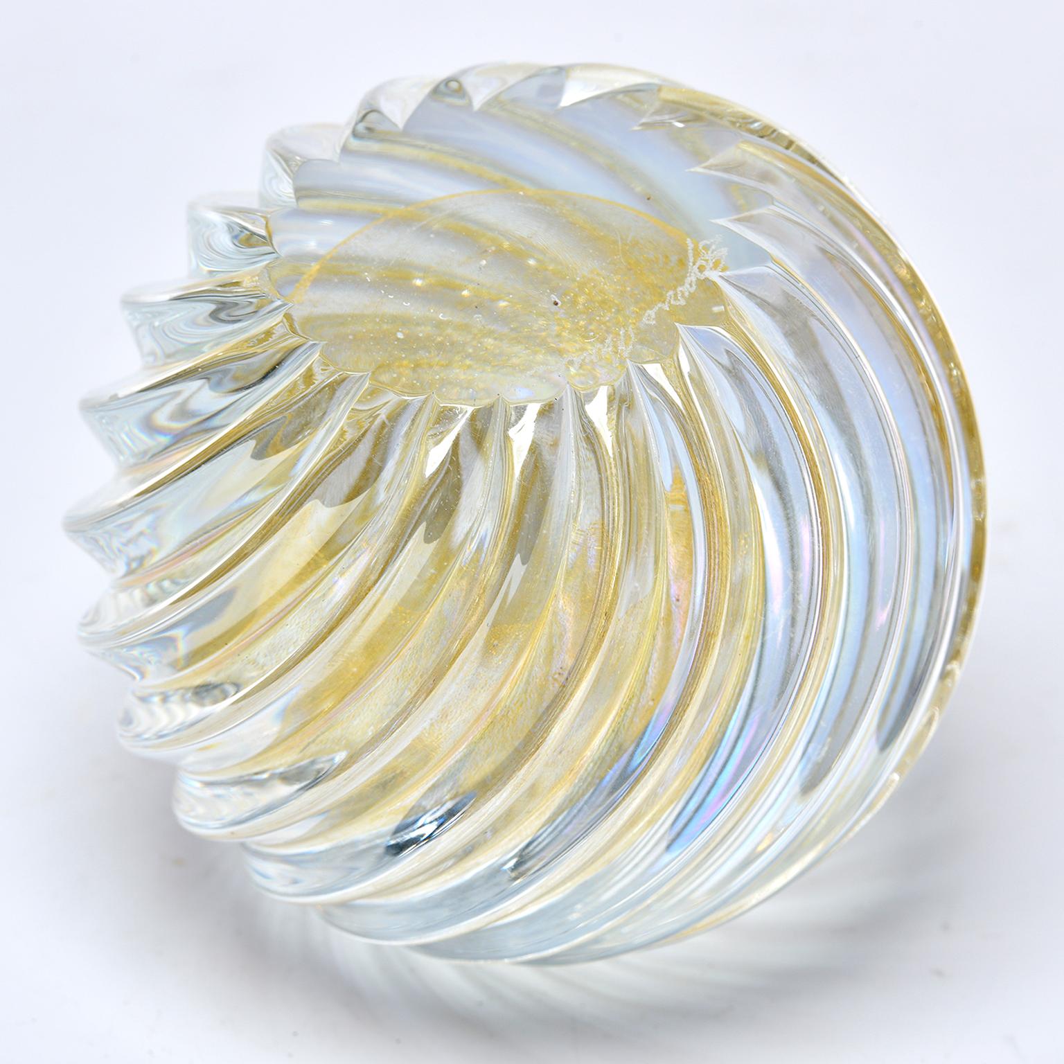 Italian Signed Swirled Seguso Murano Glass Paperweight