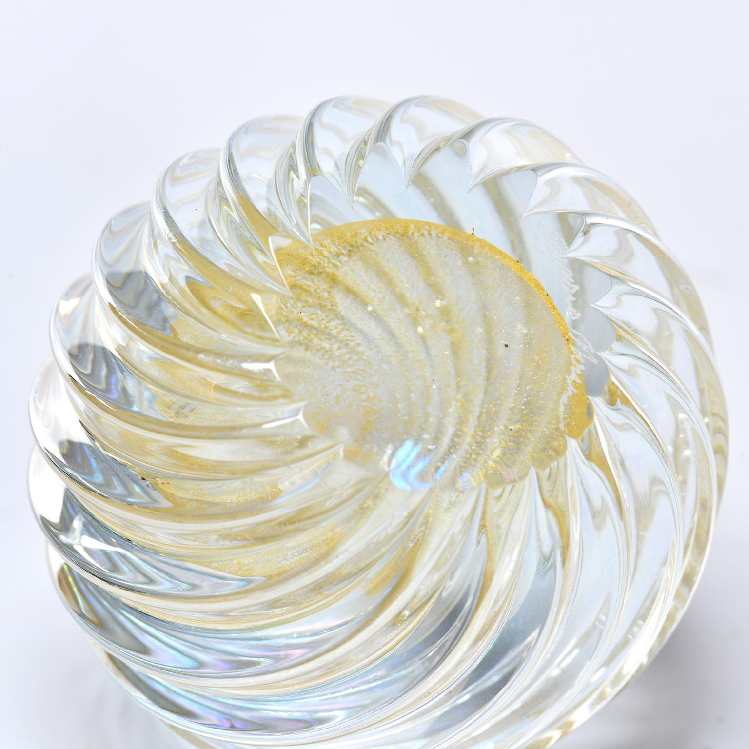 20th Century Signed Swirled Seguso Murano Glass Paperweight