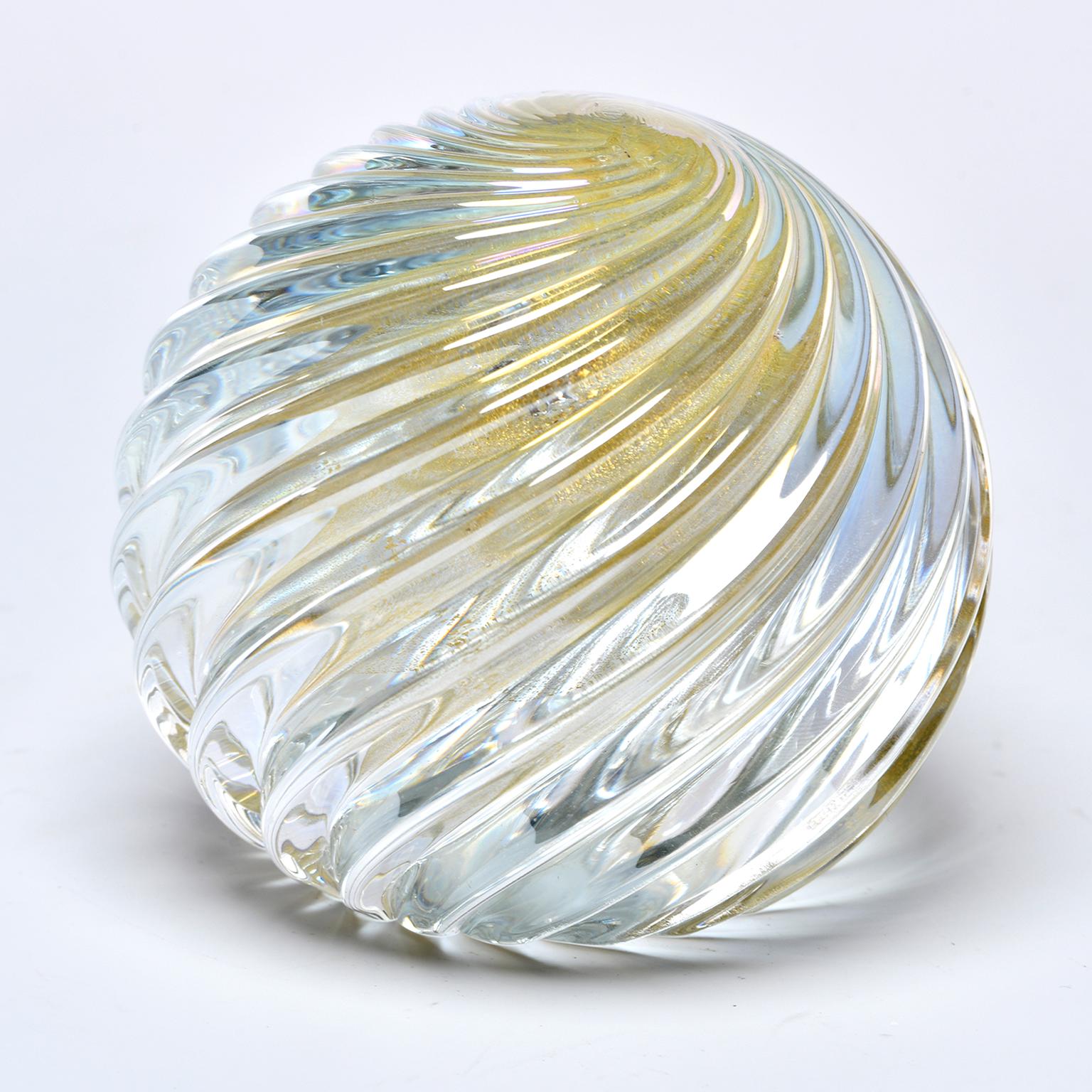 Signed Swirled Seguso Murano Glass Paperweight 1