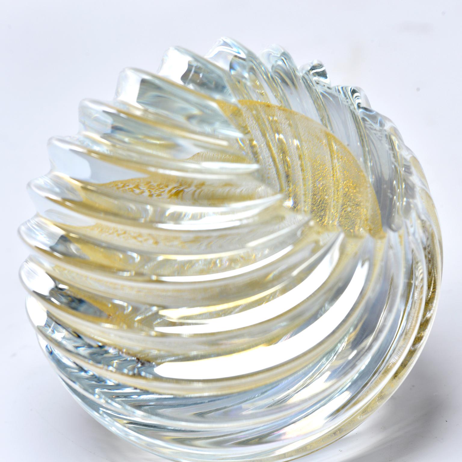Signed Swirled Seguso Murano Glass Paperweight 2