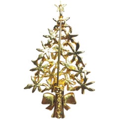 Signed Tancer Floral Christmas Tree Brooch