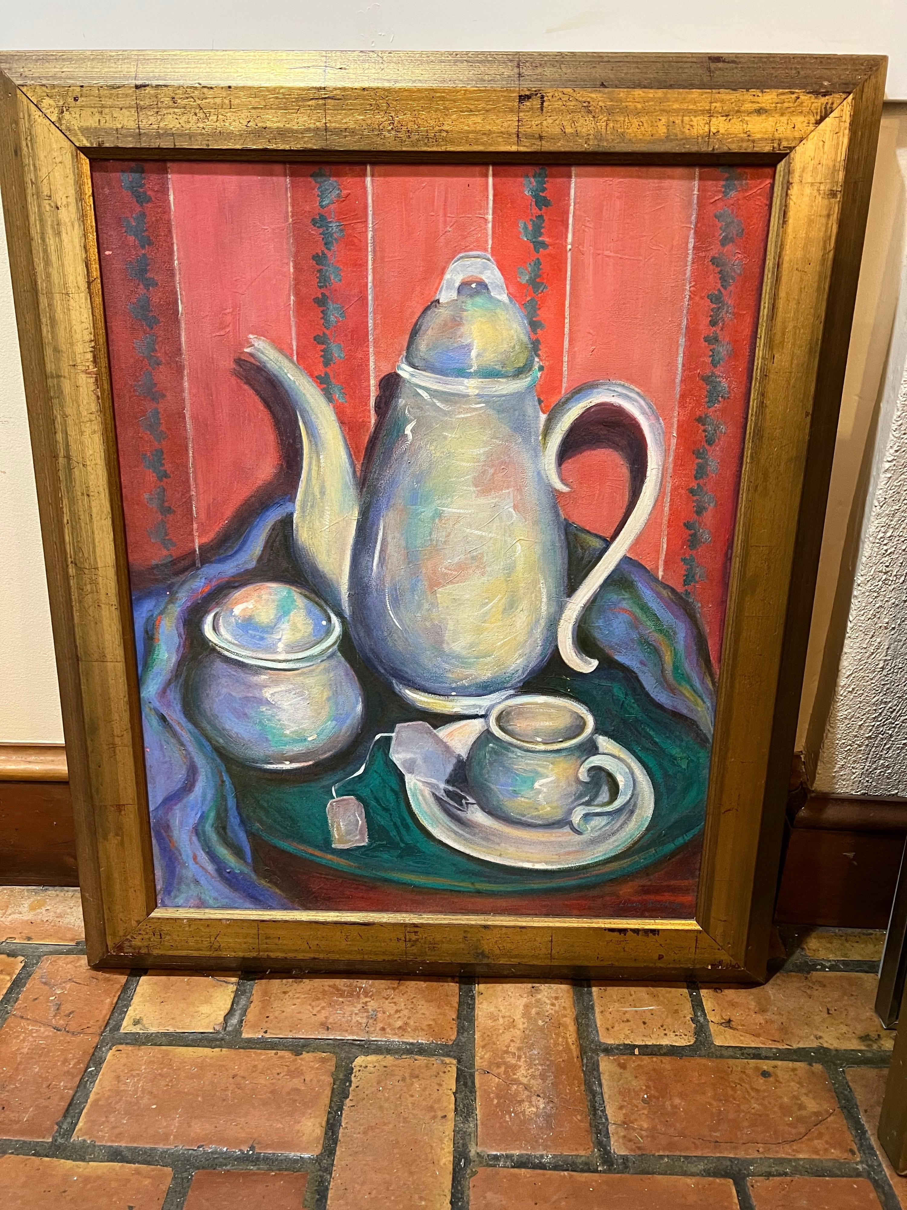 Fin du 20e siècle Peinture de thé signée par Linda Smith en vente